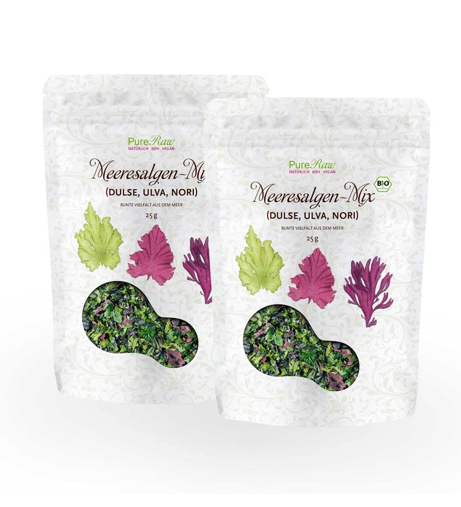Organic Sea Algae Mix - Dried Atlantic Dulse & Nori Flakes | Vegan Umami Seaweed Blend | 50G Raw Superfood | PURERAW 2-Pack - Buy Online on GoSupps.com