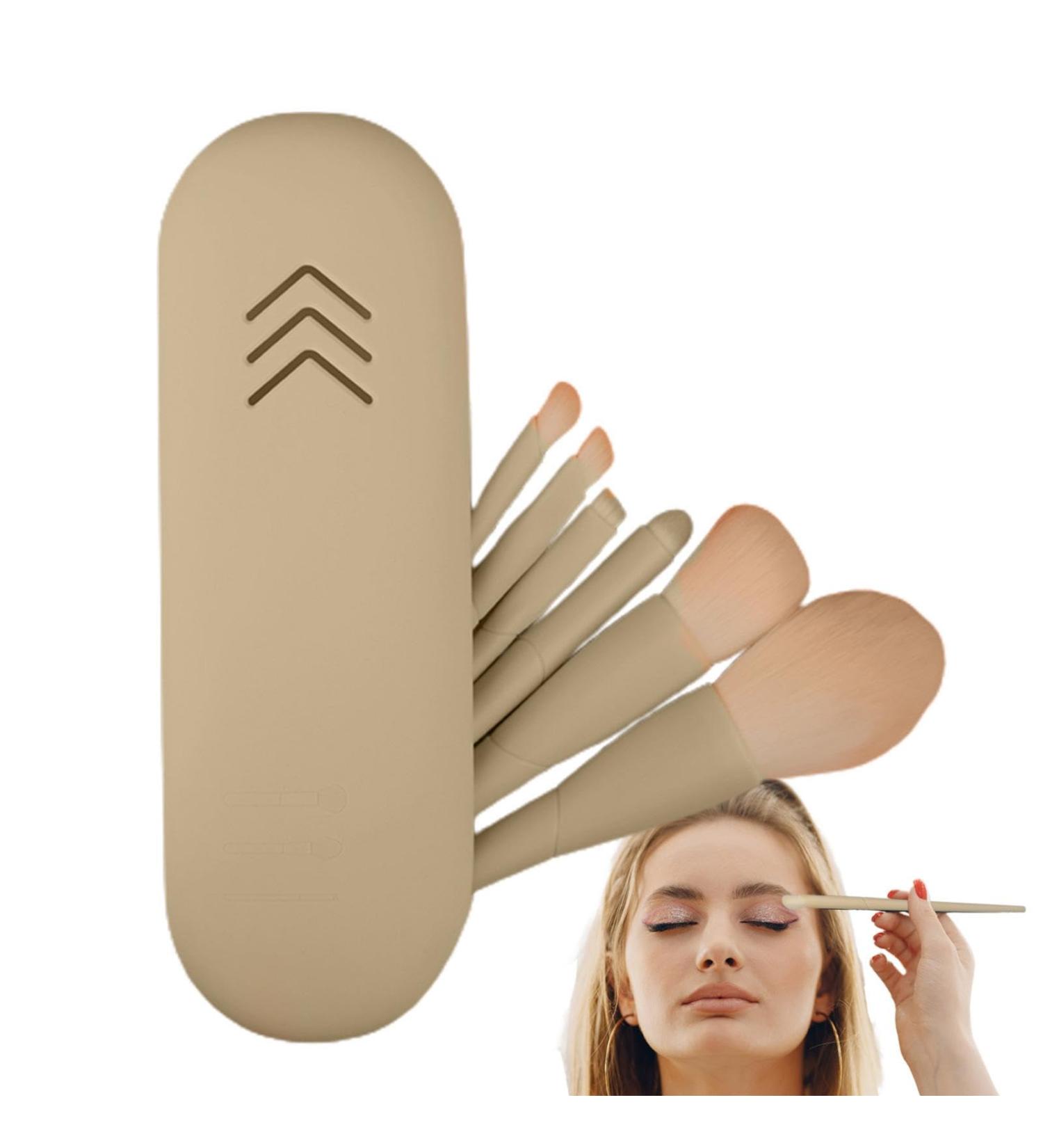 Makeup Brushes For Eyeshadow Face Makeup Brush Set Portable Face Blush Lip Eyeshadow Cosmetic Brushes Kit for Women Girls Adults apricot - Buy Online on GoSupps.com
