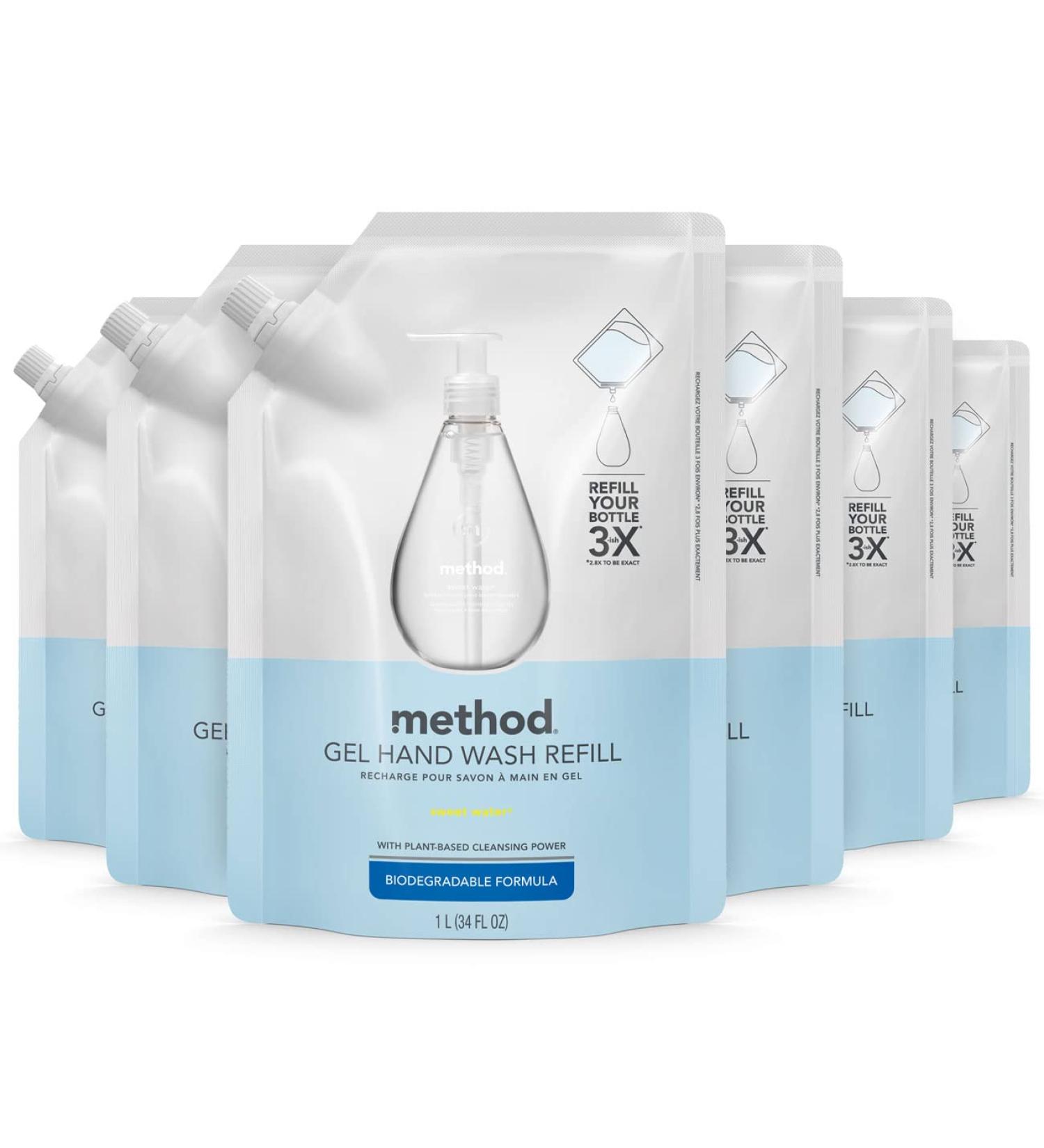 Method Gel Hand Soap Refill Sweet Water 34 oz - 6 Pack - Buy Online on GoSupps.com