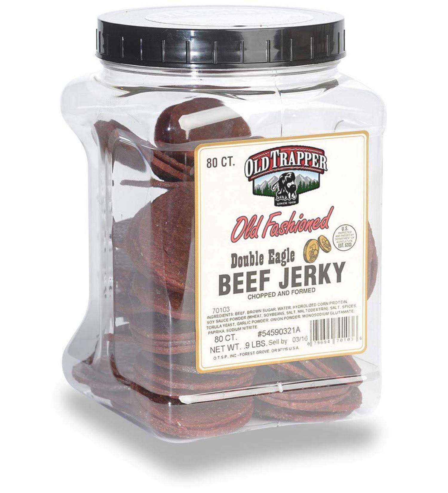 Old Trapper Double Eagle Beef Jerky - Traditional Wood Smoked, 80 Pieces Jar - Buy Online on GoSupps.com