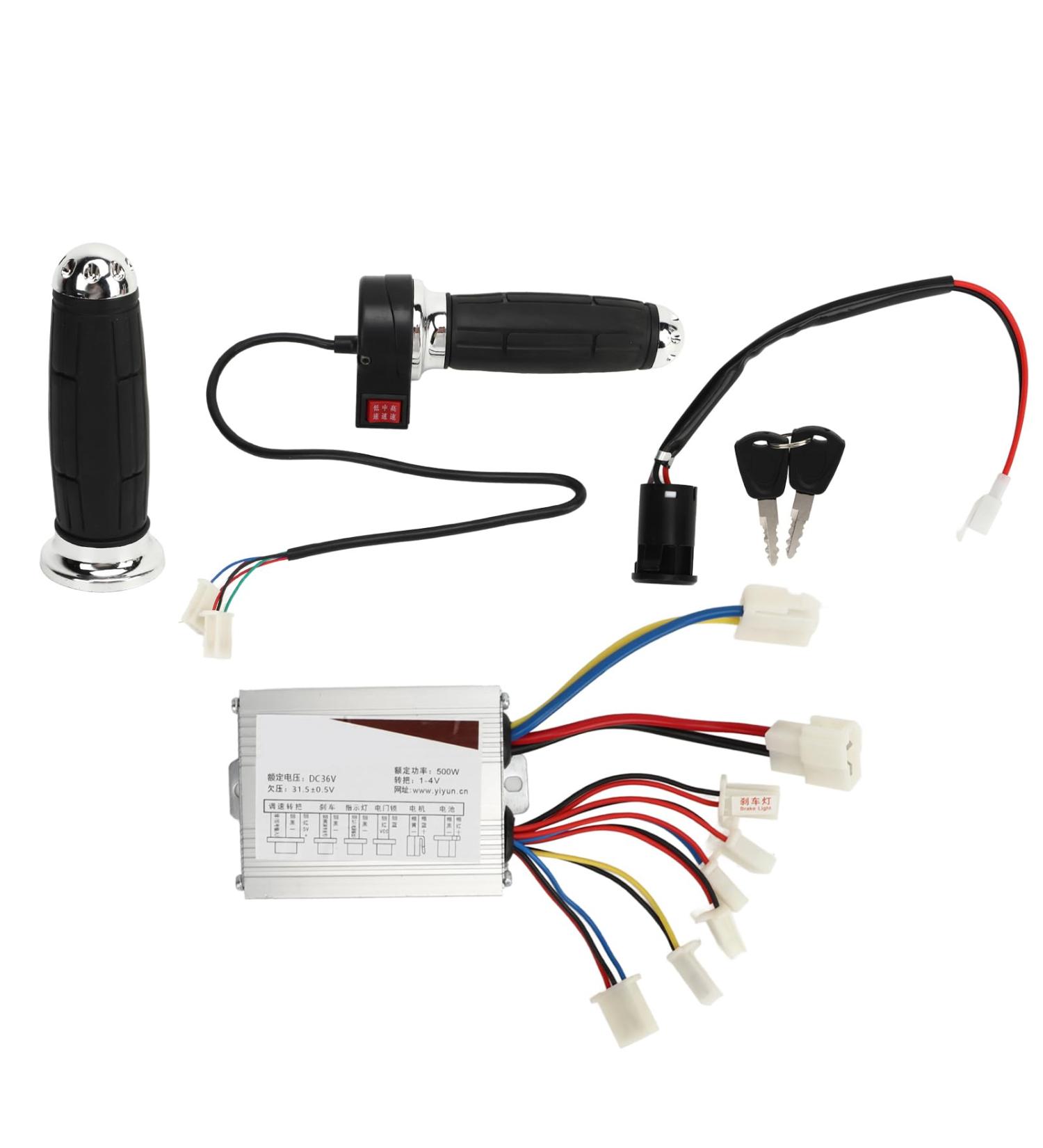 SPYMINNPOO 36V 500W Ebike Motor Controller Kit - Brushless Electric Bicycle Controller with Universal Throttle Grip & Ignition Switch - Buy Online on GoSupps.com