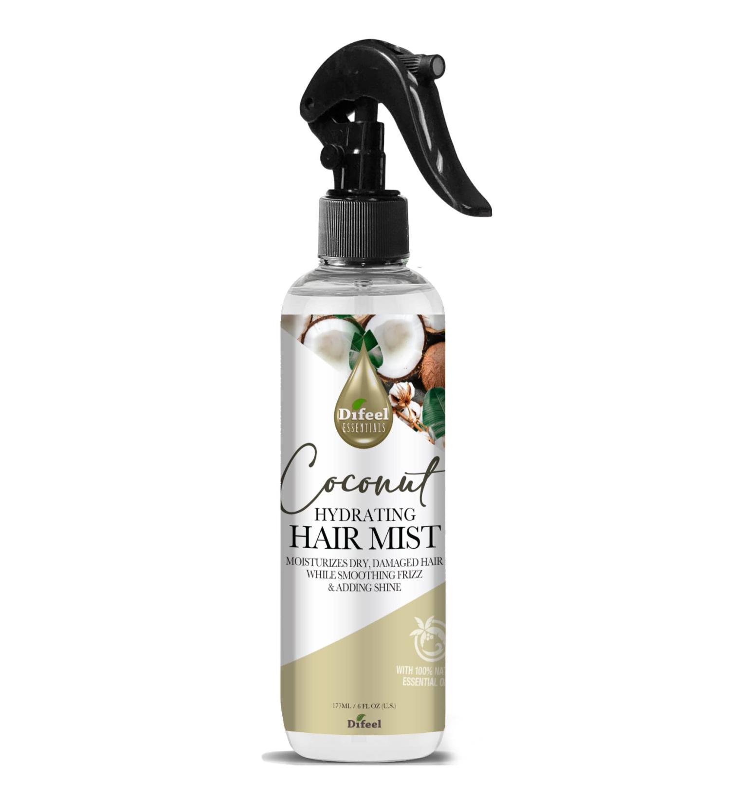 Difeel Essentials Hydrating Coconut Hair Mist 6 oz. - Nourishing Coconut Oil Spray - Buy Online on GoSupps.com