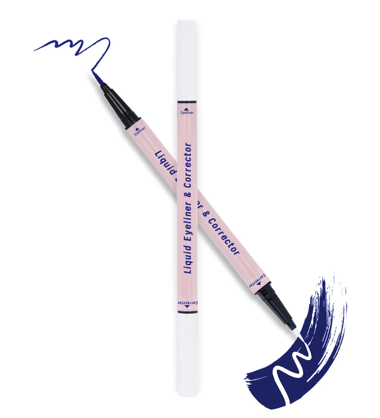 Blue Liquid Eyeliner with Eye Makeup Remover Eraser Dual-Ended Pen Waterproof Smudge Proof Long Lasting Quick Drying Eye Liner Ultra-Fine Brush Head Colored Eyeliner Pencil Easy for Beginners-03 03 Blue - Buy Online on GoSupps.com