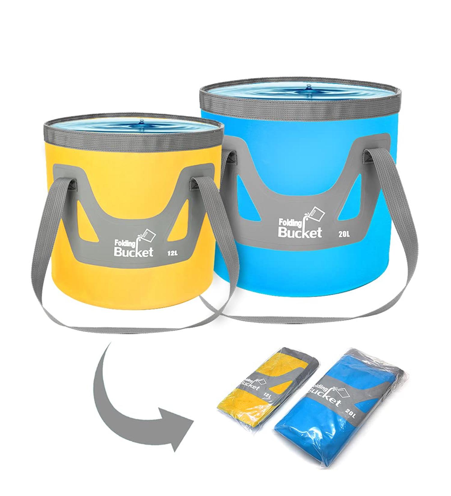 IFWELL Collapsible Bucket 5 Gallon Portable Folding Basin Pail - Blue Yellow 20L-12L - Buy Online on GoSupps.com
