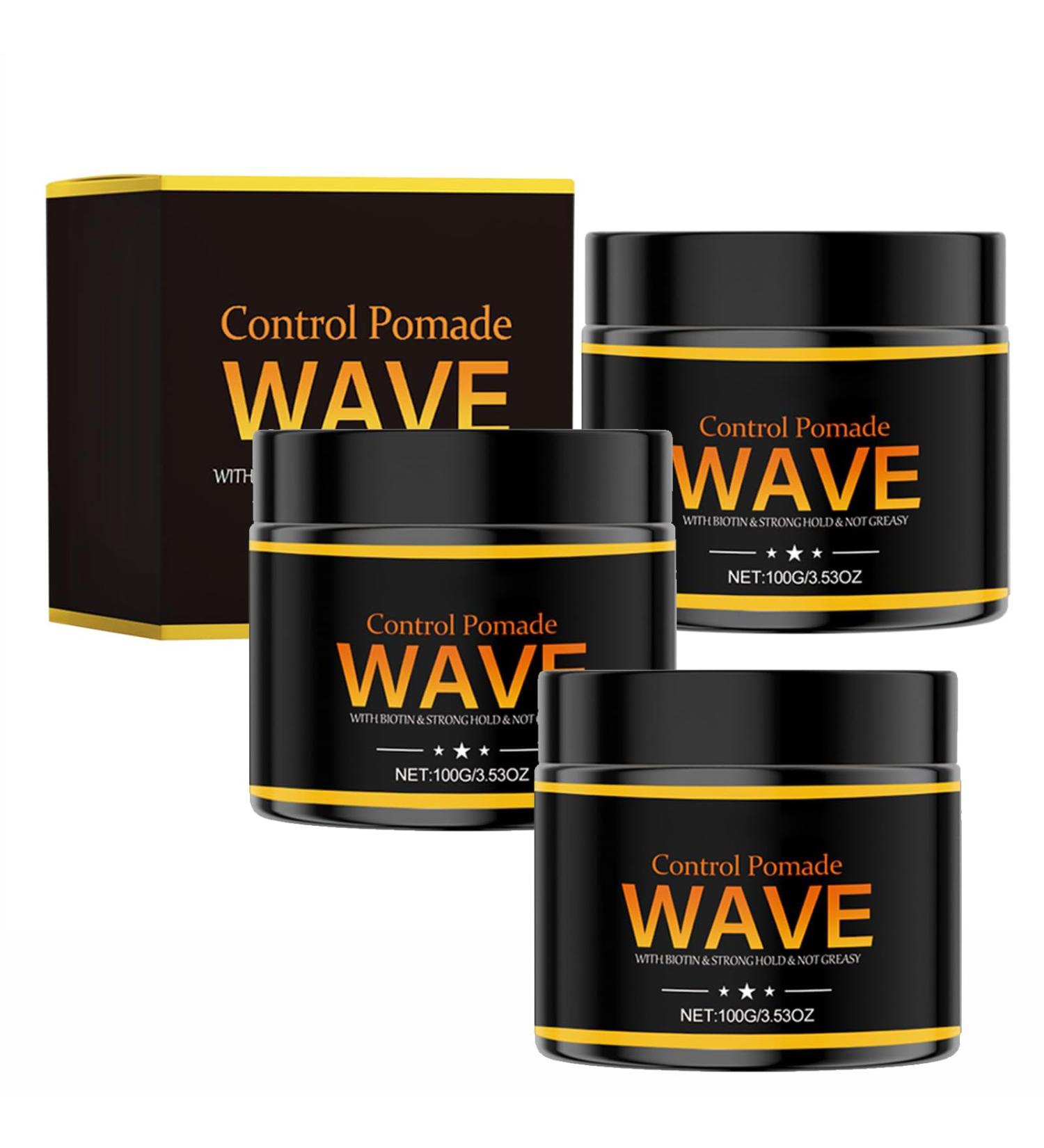 hair pomade Natural Wave Pomade for Men Wavy Hair Product Easy Wash 360 Wave Training Hair Cream Moisture Grease for Men Promotes Layered Waves (3PC) - Buy Online on GoSupps.com