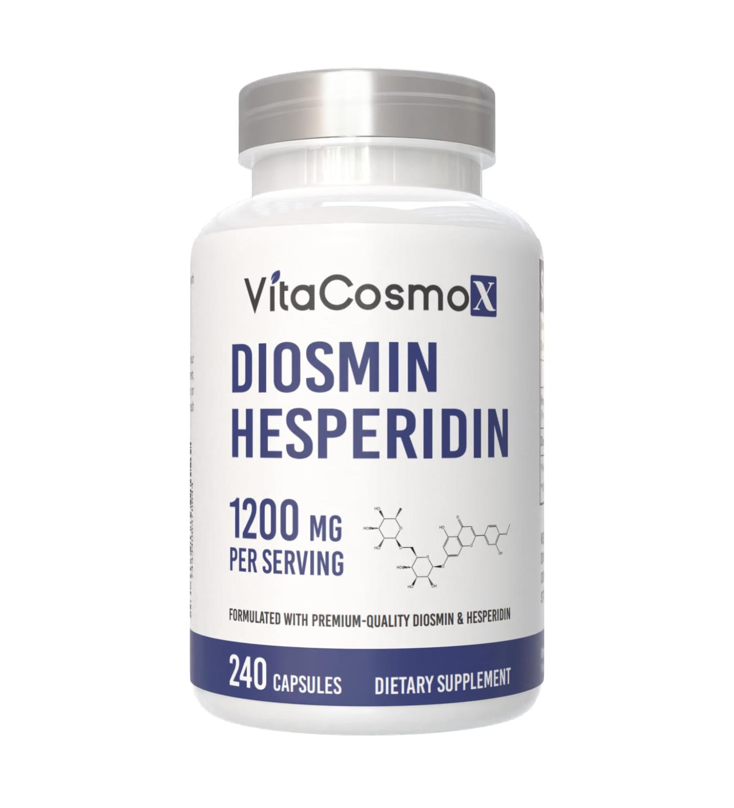 Diosmin Hesperidin 1200 mg Complex 240 Capsules Citrus Bioflavonoids Rich Fruit Extract 100% Vegetarian Non-GMO & Gluten Free Diosmin Supplement with Max Strength 240 Count (Pack of 1) - Buy Online on GoSupps.com
