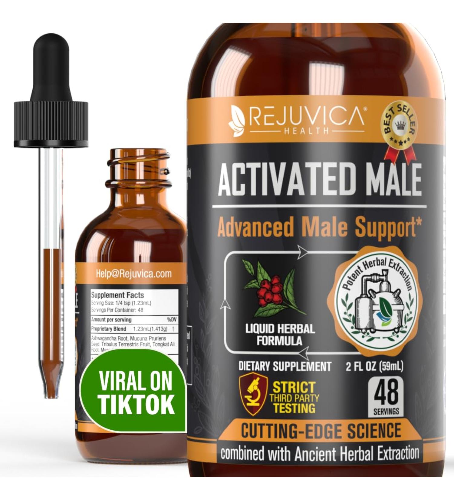 Rejuvica Health Activated Male - Advanced Male Libido Support Tincture - Enhanced Liquid Delivery for Better Absorption - Ashwagandha Mucuna Tongkat Ali Tribulus & More! 1 - Buy Online on GoSupps.com