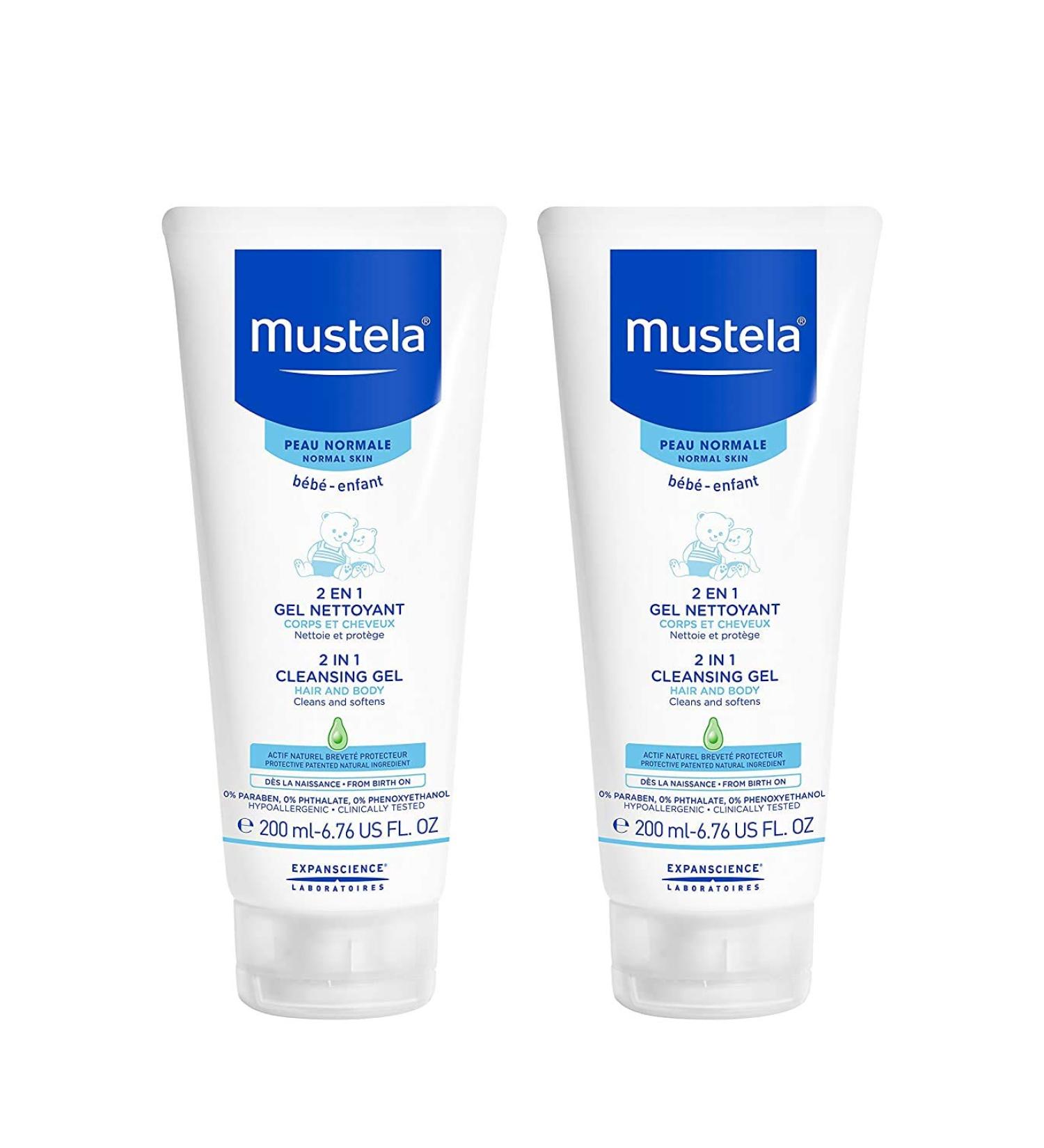 Mustela Baby 2-in-1 Cleansing Gel - Gentle Body & Hair Cleanser with Avocado - 6.76 fl. oz. - Biodegradable & Tear-Free - 1 or 2-Pack - Buy Online on GoSupps.com