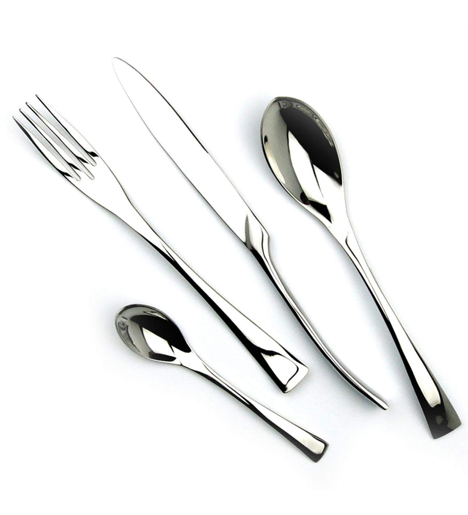 Dejjfoi 4 Pieces/Set Shiny Mirror Silver Cutlery Set Tableware 18/10 Stainless Steel Kitchen Cutlery Fork Spoon Teaspoon Silverware (Color : Silver Size : 2 Set) 2 Set Silver - Buy Online on GoSupps.com
