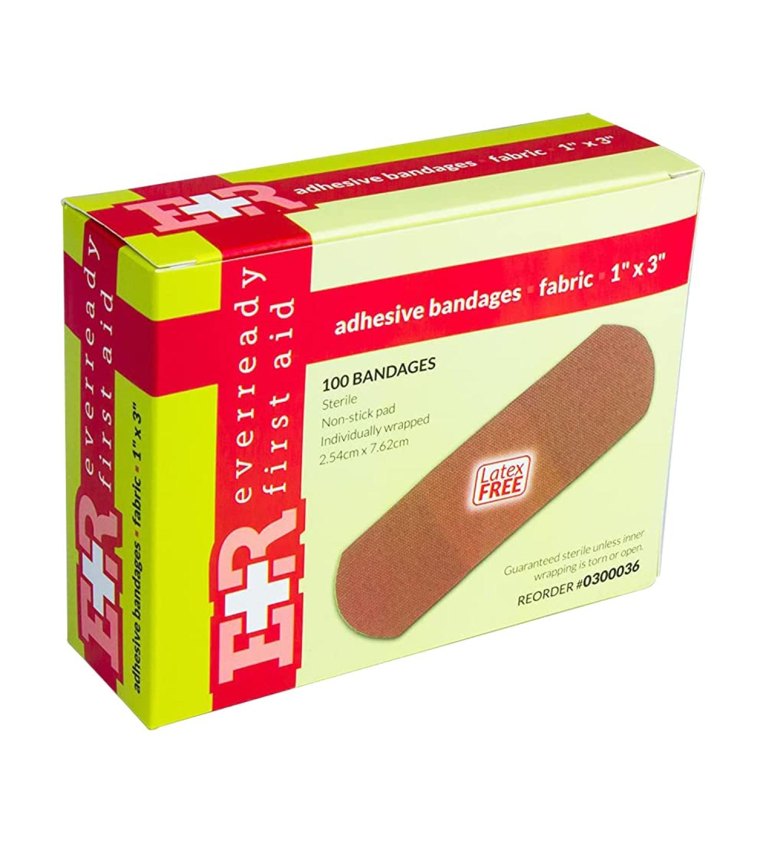 100 Latex-Free Fabric Adhesive Bandages | Stretchy Strips by Ever Ready First Aid - Buy Online on GoSupps.com
