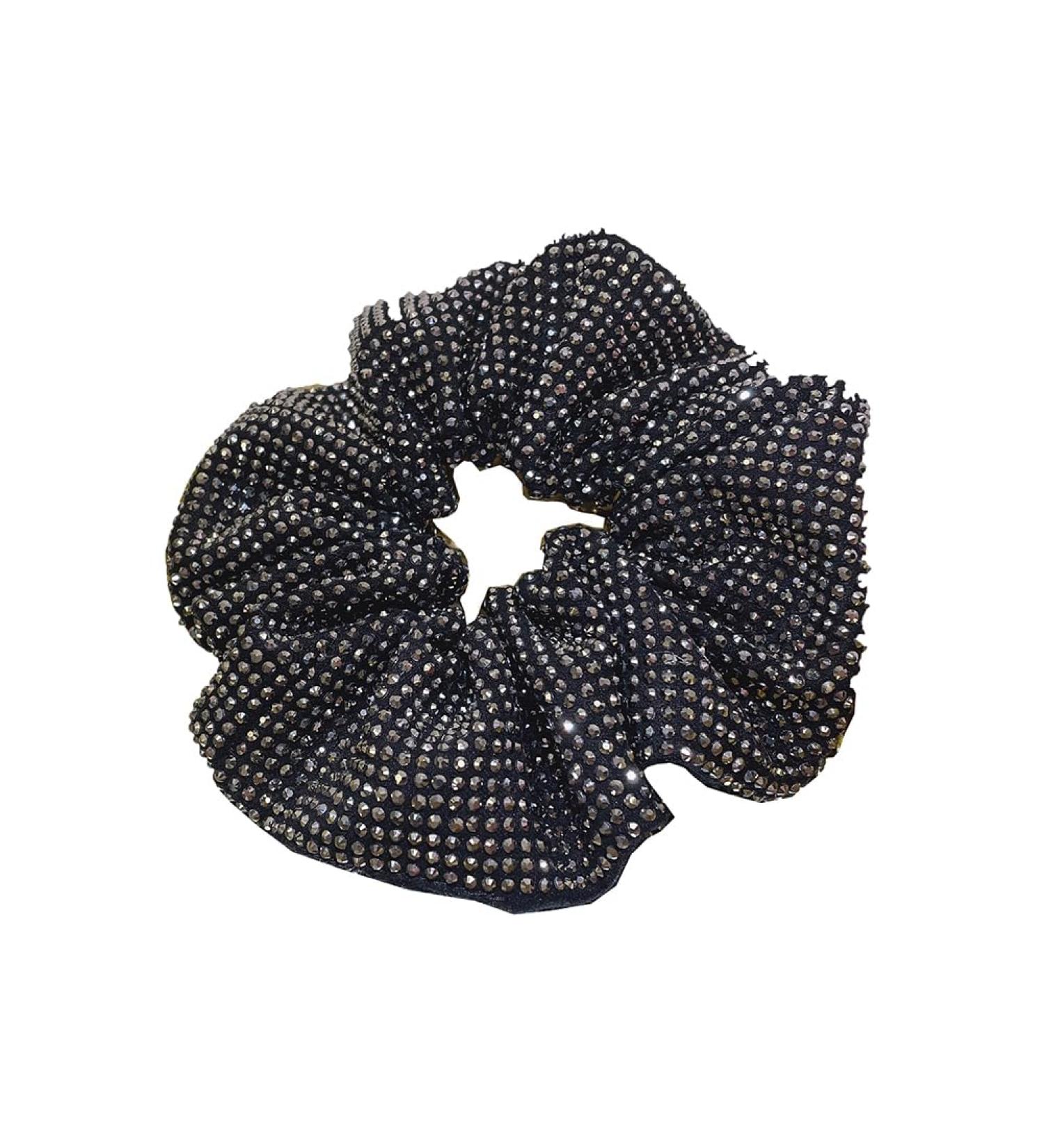 Rhinestone Hair Scrunchie Embellished Elastics Hair Ties Bands Hair Ropes Bobbles Crystal Ponytail Holders Accessory for Womens Black - Buy Online on GoSupps.com