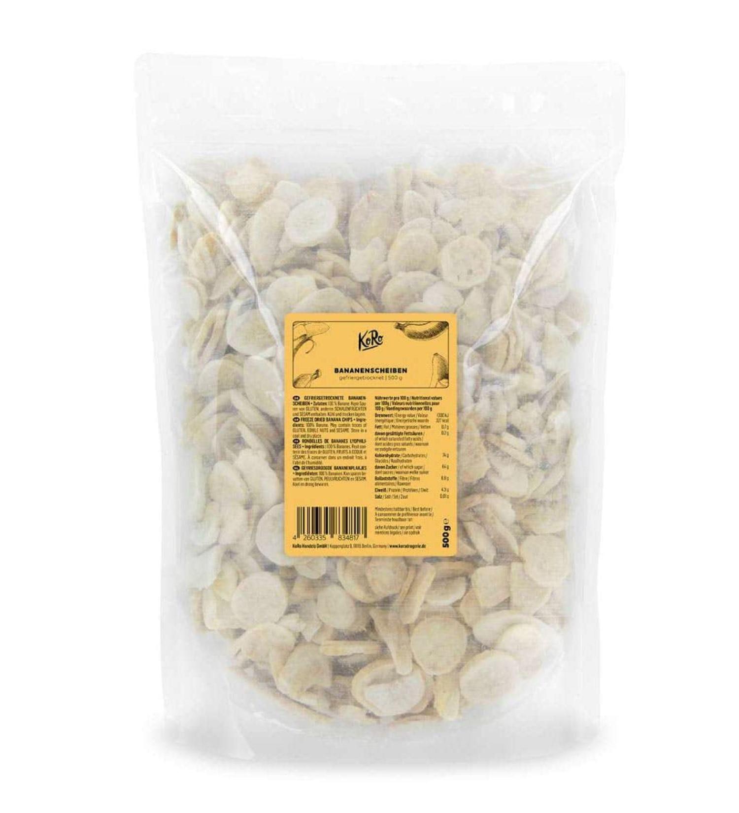 KoRo - Freeze-dried bananas 500 g - Deliciously crispy gently dried vegetable banana rings 100% bananas - Buy Online on GoSupps.com