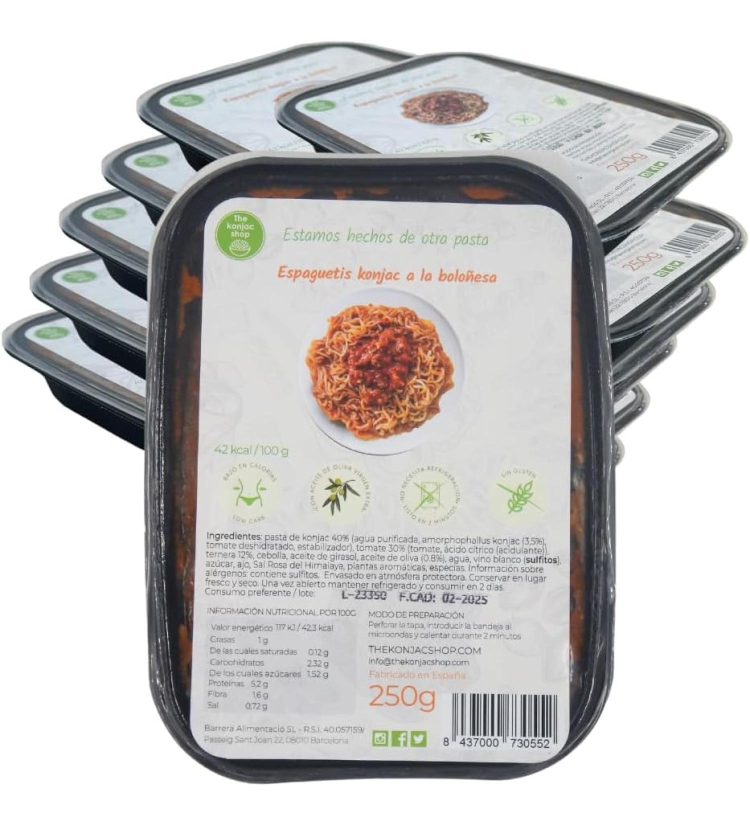 The Konjac Shop Spaghetti Bolognese with Konjac 250 g 12 pieces Gluten Free Shirataki Low in Calories & Carbs Keto & Vegan Suitable Pack of 12 - Buy Online on GoSupps.com