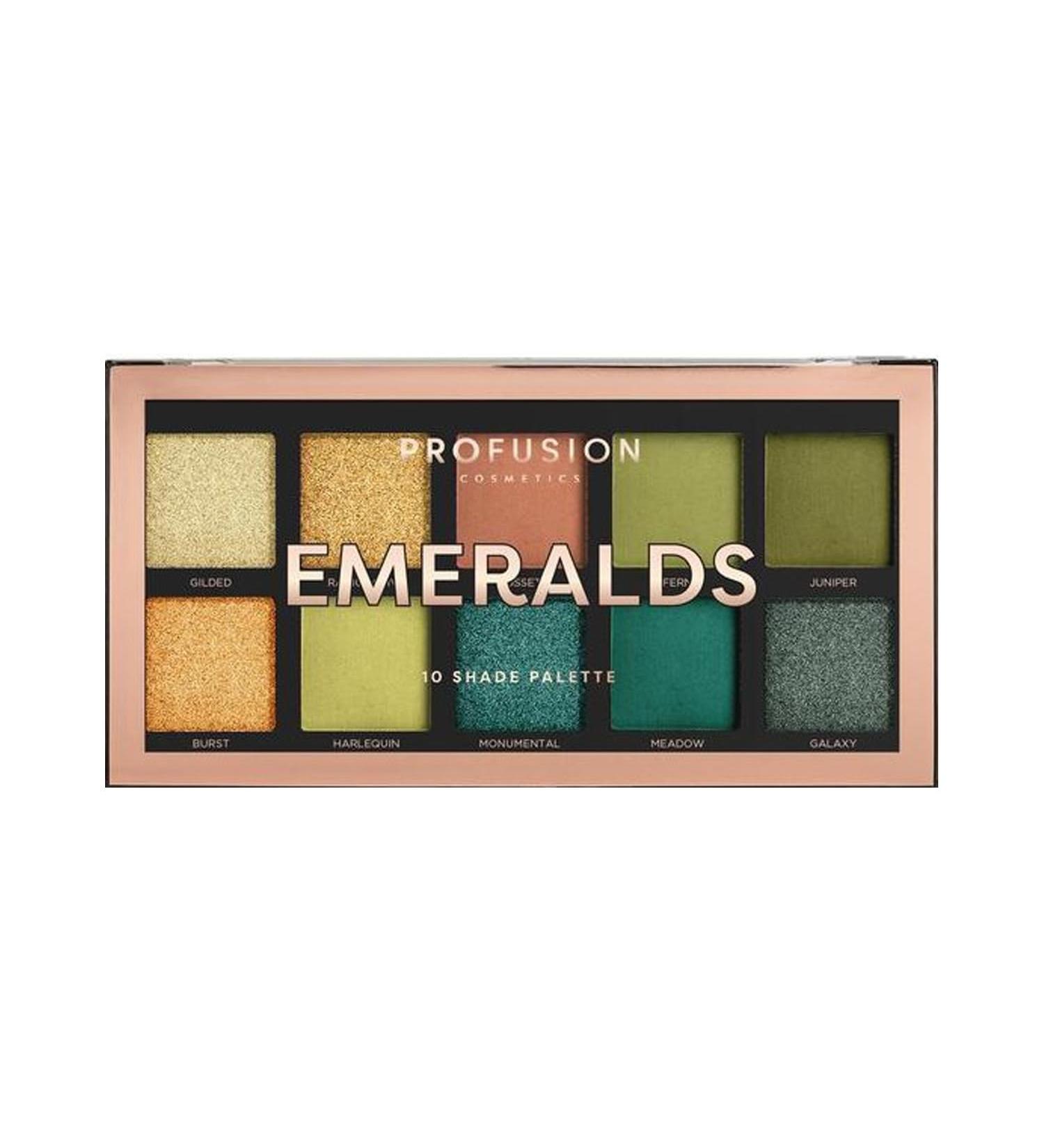 Profusion Cosmetics 10-Shade Emeralds Eyeshadow Palette - Versatile Richly Pigmented Travel-Friendly & Cruelty-Free for All Skin Tones - Buy Online on GoSupps.com