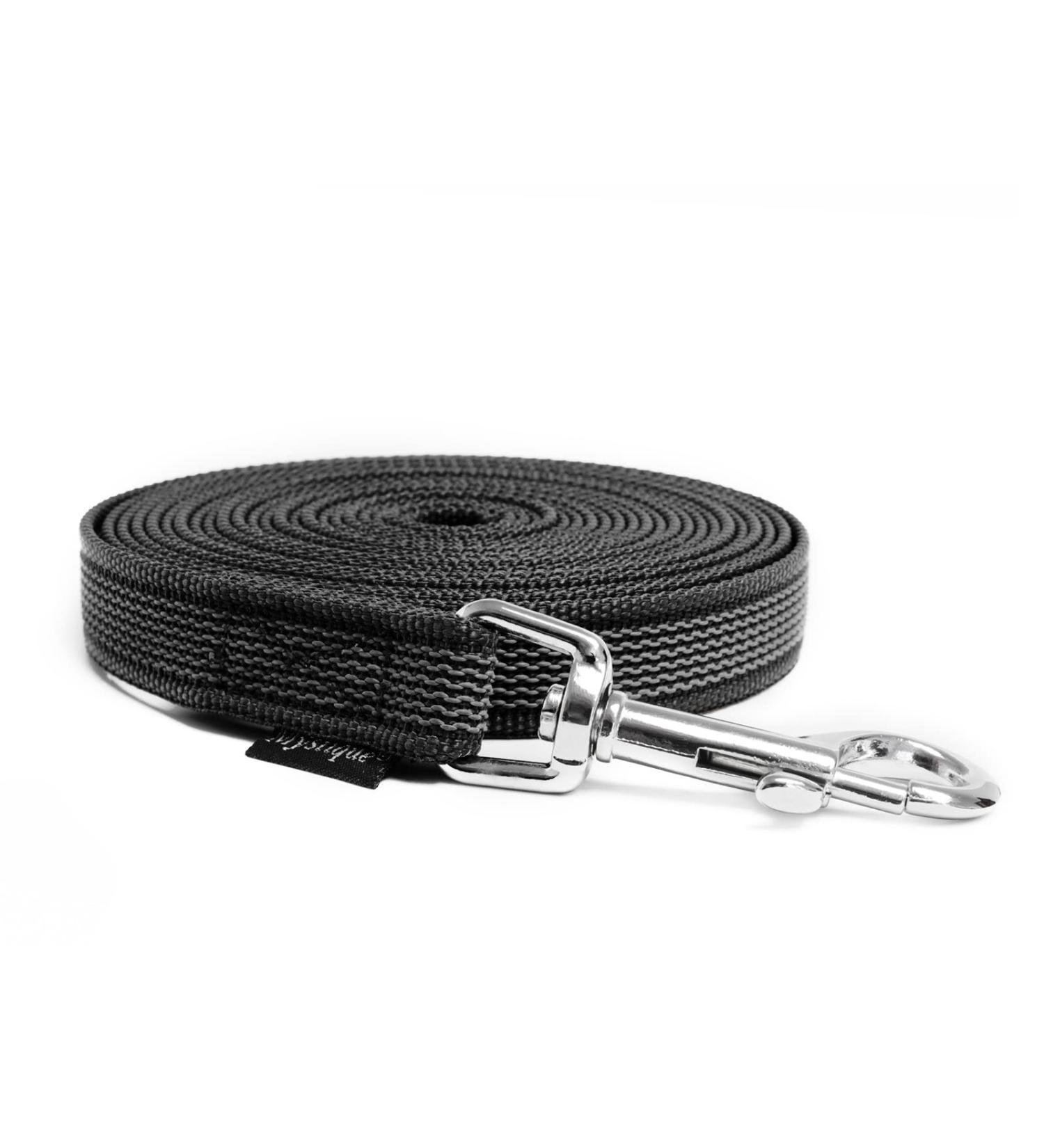 Mystique Rubberized towline 20mm with hand loop standard carabiner black 15m 15m black