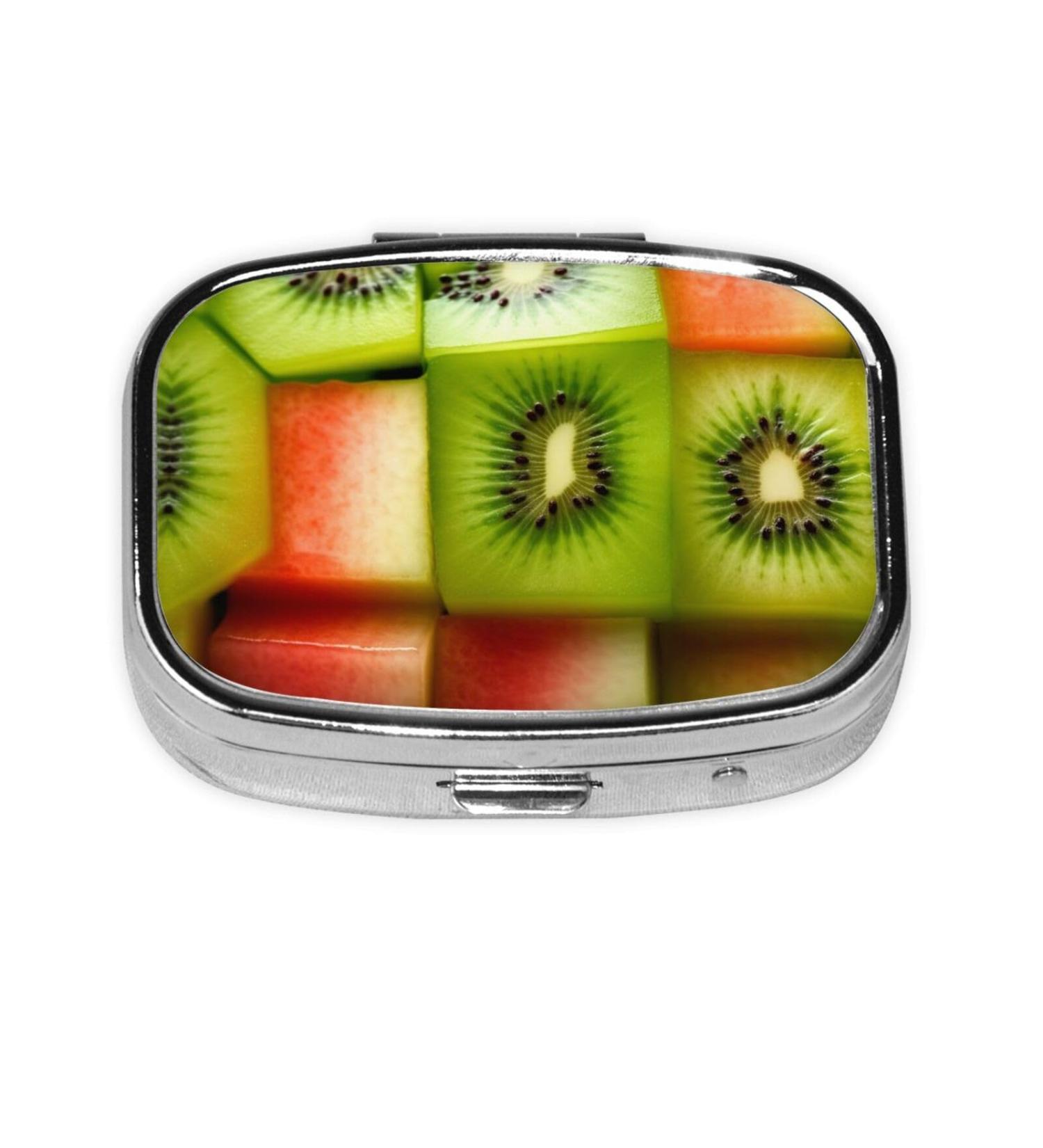 Kiwi Watermelon 2 Compartment Small Pill Case | Cute Travel Pill Box Organizer for Purse & Gifts - Buy Online on GoSupps.com