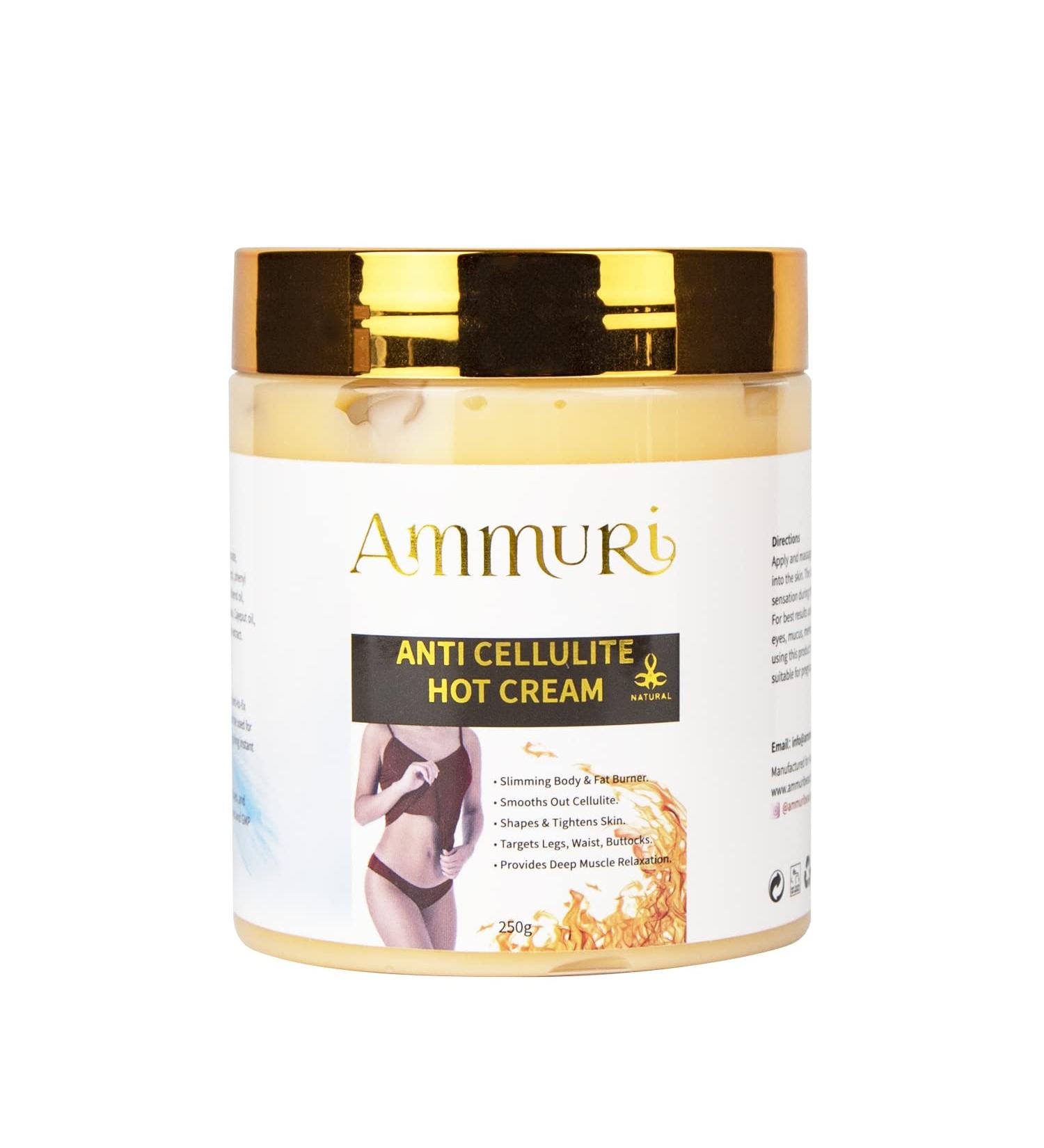 Ammuri Natural Cellulite Massager Moisturising Cream Large Tub Firms Skin Reduces Appearance of Cellulitis Anti Cellulitis Hot Cream Slimming Cream Vet Burning Organic Slimming Cream Legs Arms Taille 250g - Buy Online on GoSupps.com