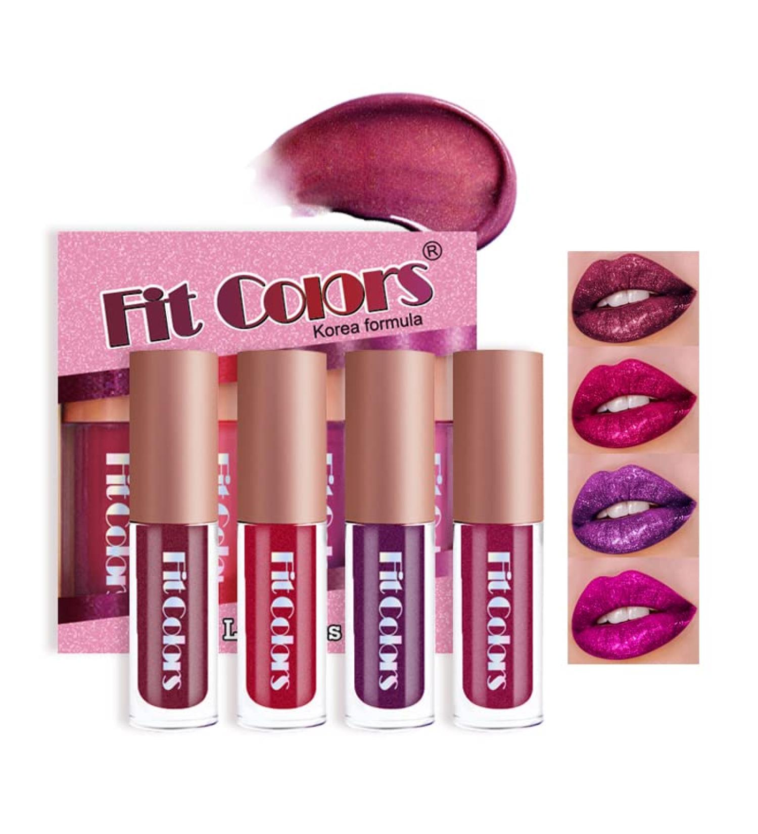 AKARY Glitter Metal Lip Gloss Set 4 Color Valentine s Day Shimmer Lipstick | Waterproof Long-Lasting Makeup Kit - Buy Online on GoSupps.com