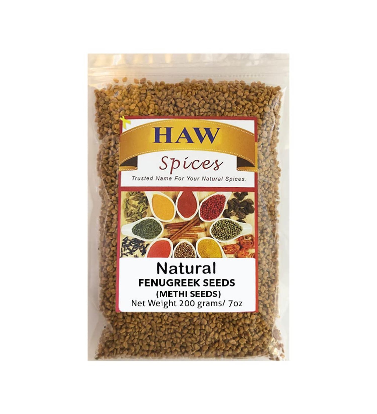 HAW Traders Inc Fenugreek Seeds 7 Oz - Natural Methi Seeds for Hair Growth & Cooking | Whole Fenugreek Spice in Resealable Bag - Buy Online on GoSupps.com