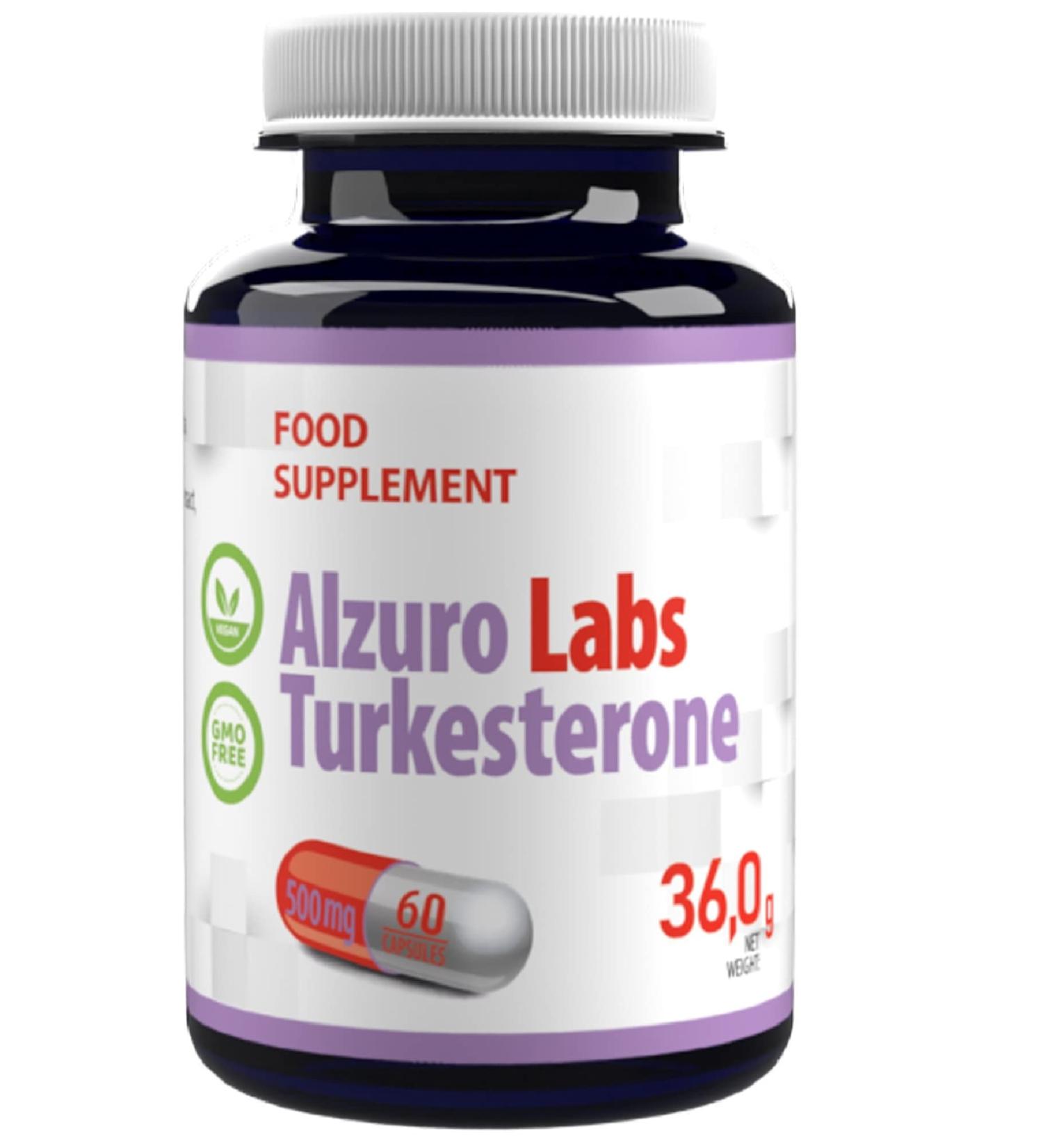 ALZURO LABS Turkesterone 10000mg Equivalent Ajuga Turkestanica Extract 201 500mg 60 vegan capsules 3rd batch tested by laboratory - Buy Online on GoSupps.com