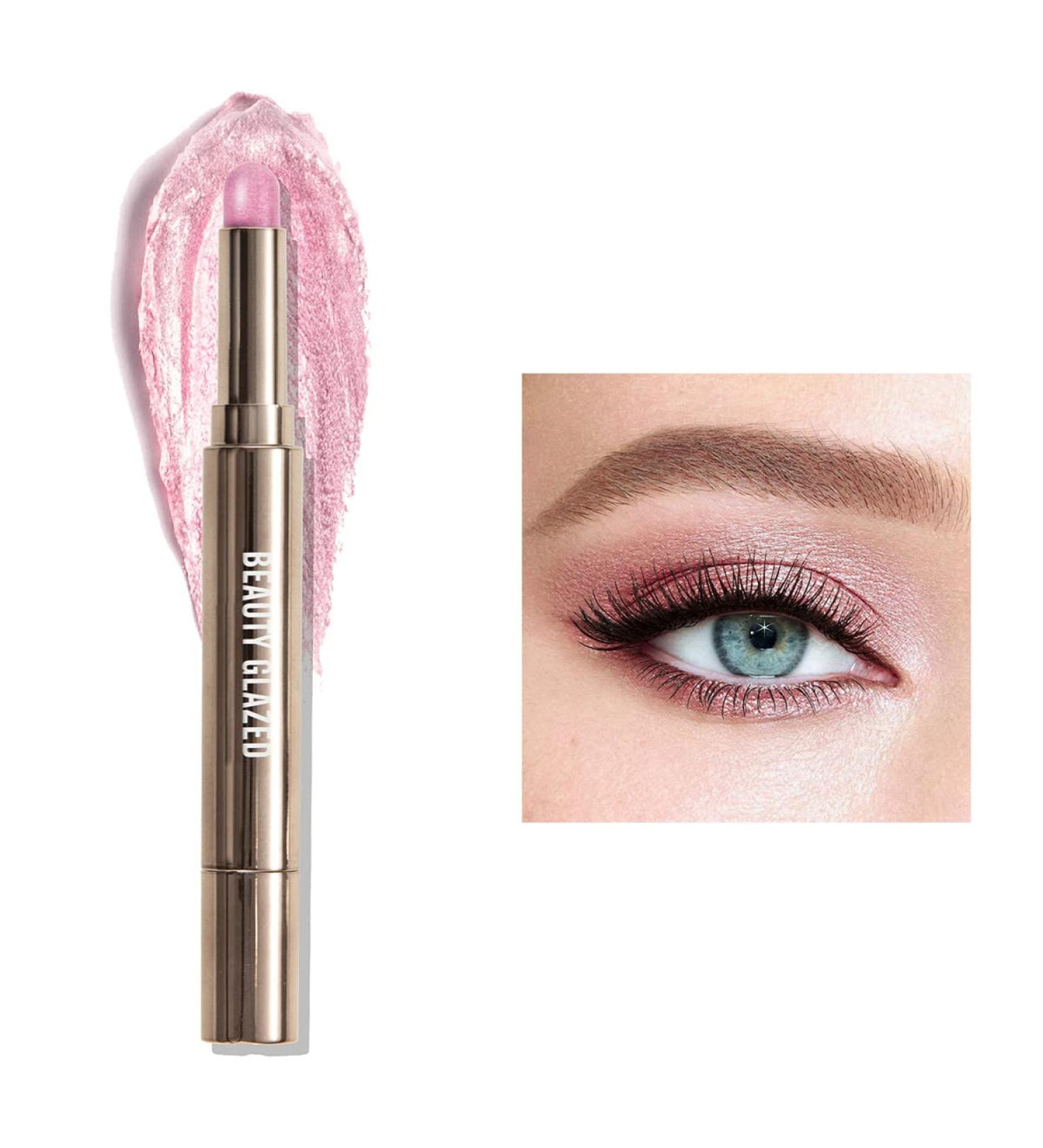 Shimmer Eyeshadow Stick Metallic Creamy Eyeshadow Pencil Crayon Eye Brightener Highlight Makeup Waterproof Long Lasting Cream Eye Shadow (#01 PINK) - Buy Online on GoSupps.com