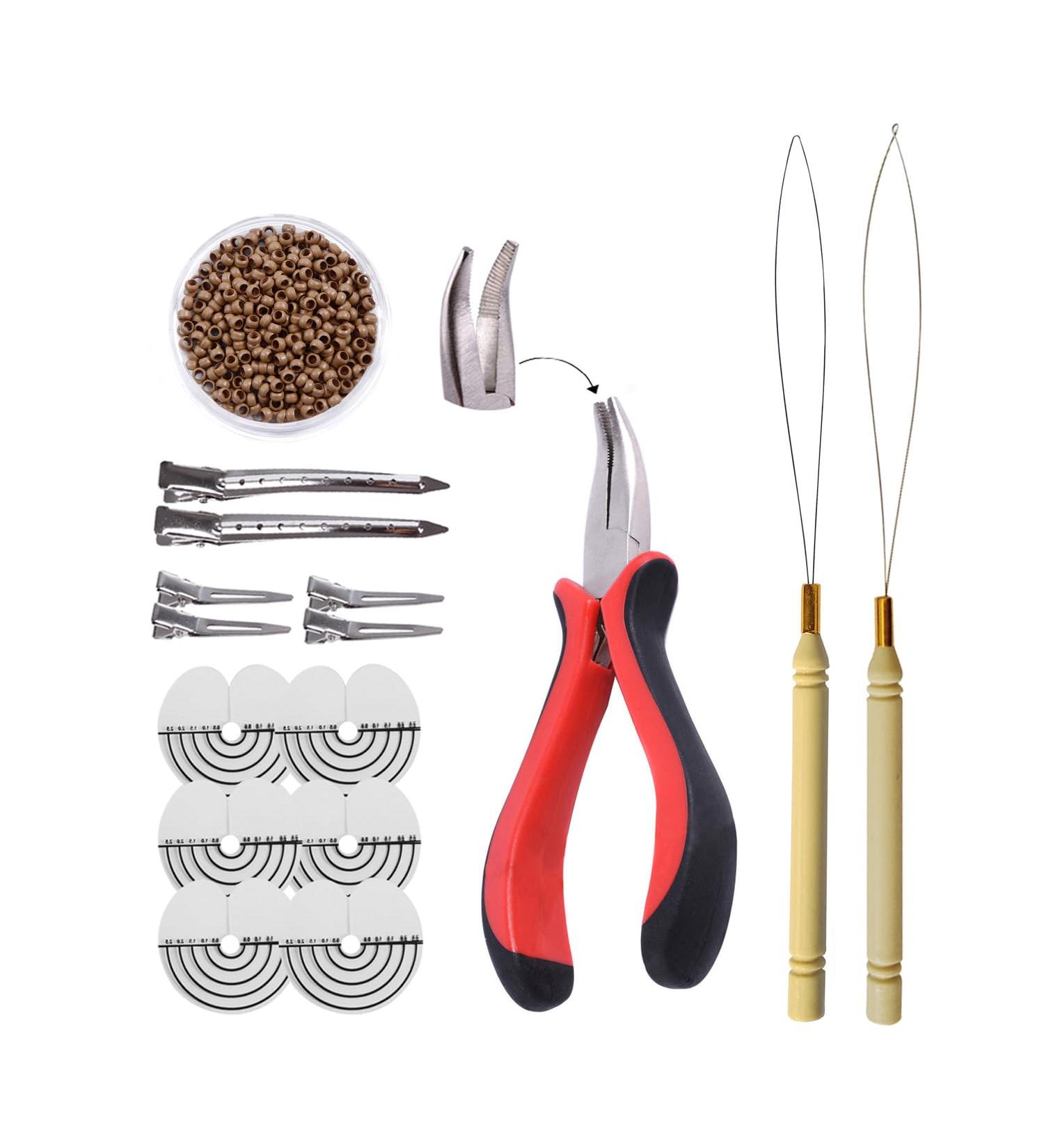 Hair Extensions Kit: I-tip Hair Pliers Pulling Needle Loop Threader and 500 Pieces 2.5mm Hair Extension Nano Beads Rings (Dark Blonde) - Buy Online on GoSupps.com