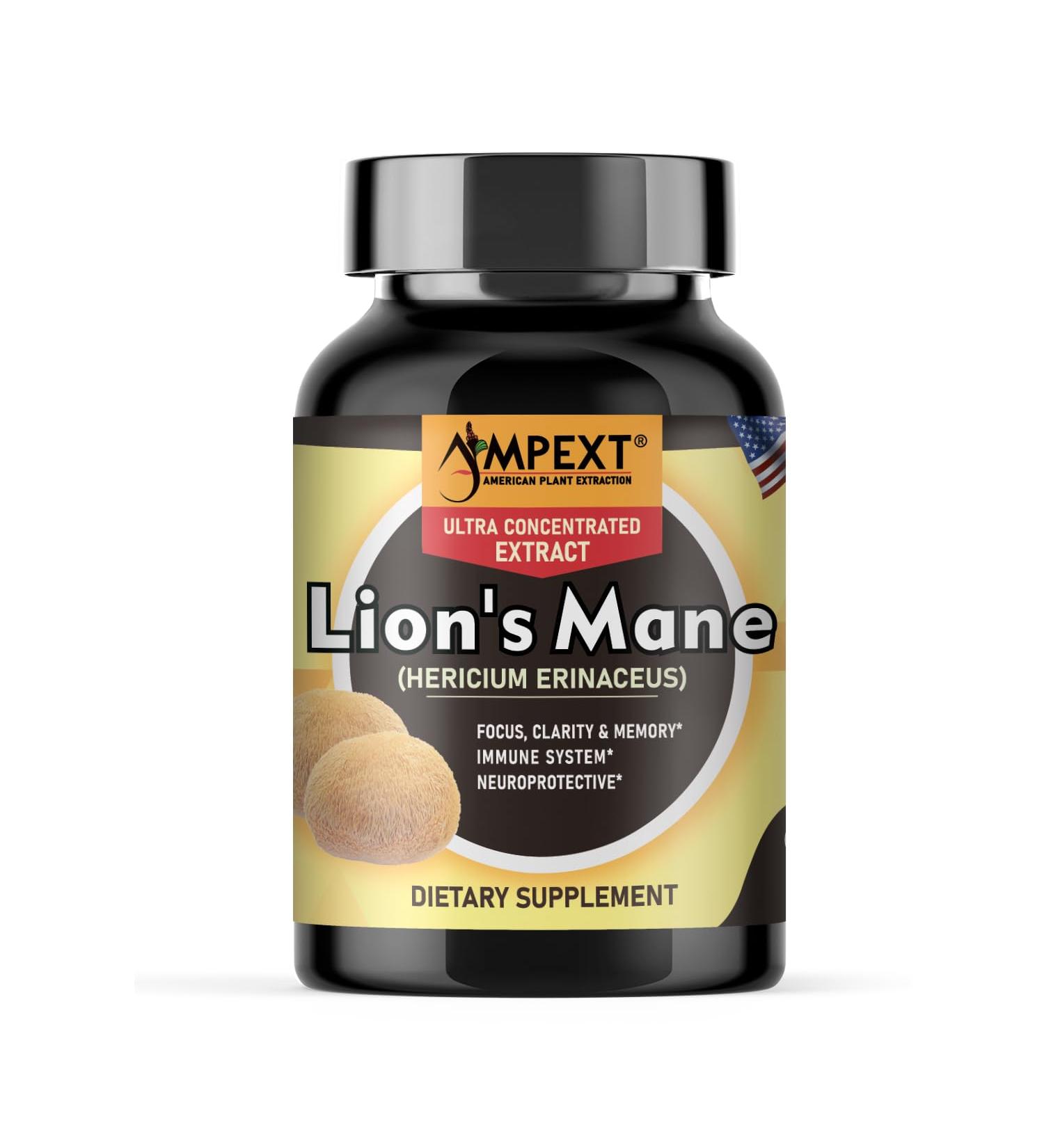 AMPEXT Lion s Mane Mushroom Extract - Premium Quality, Only Fruiting Bodies, Cognitive Functions, Memory & Focus, Immunity Booster, 90 Veg Caps. - Buy Online on GoSupps.com