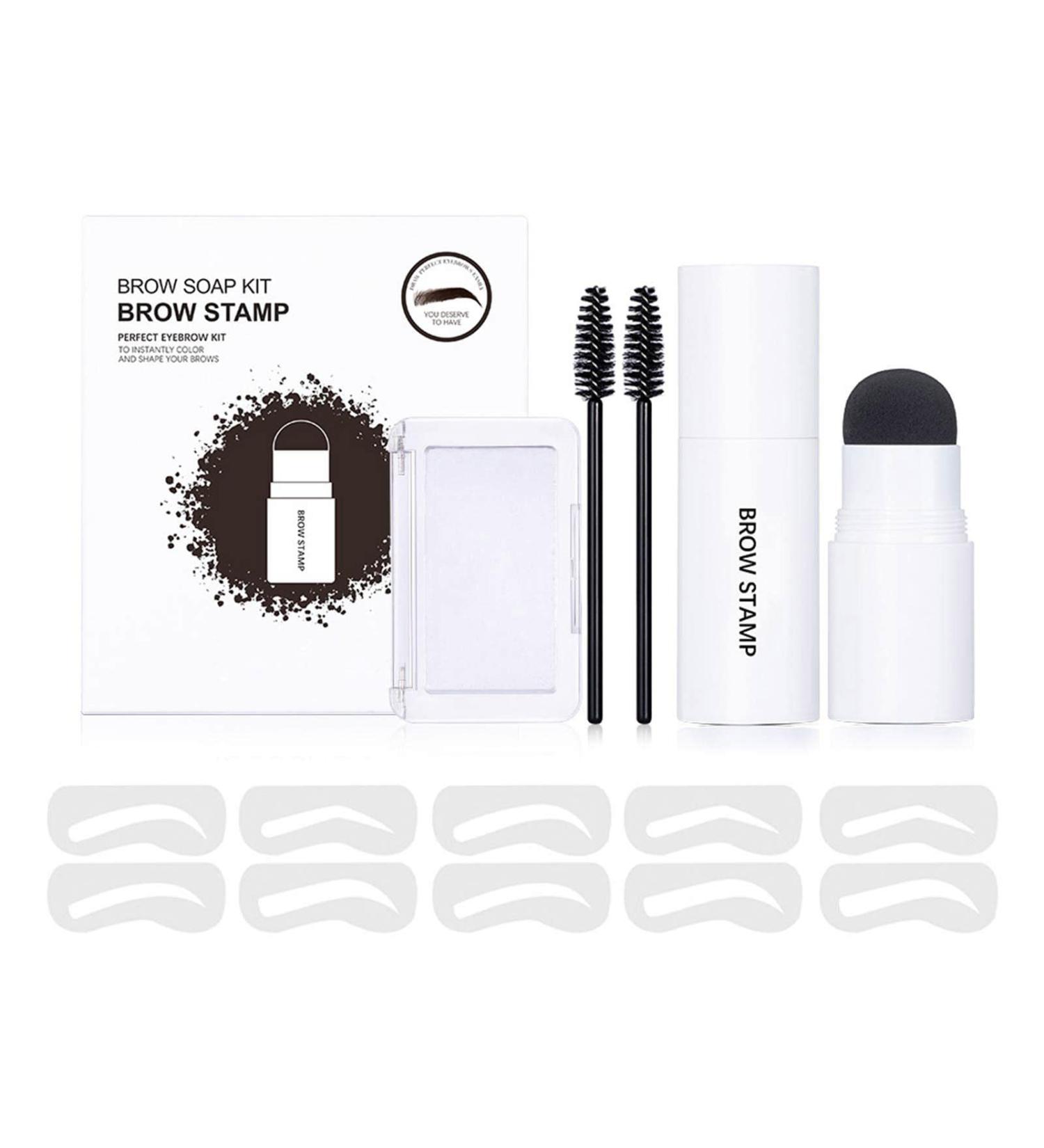 Step Eyebrow Stamp Kit -Waterproof Brow Stamp Stencil Set Long Lasting Eyebrow Makeup Tools with Eyebrow Soap Eyebrow Stamp 10 Eyebrow Stencils 2 Brushes for Women Girls Dtt - Buy Online on GoSupps.com