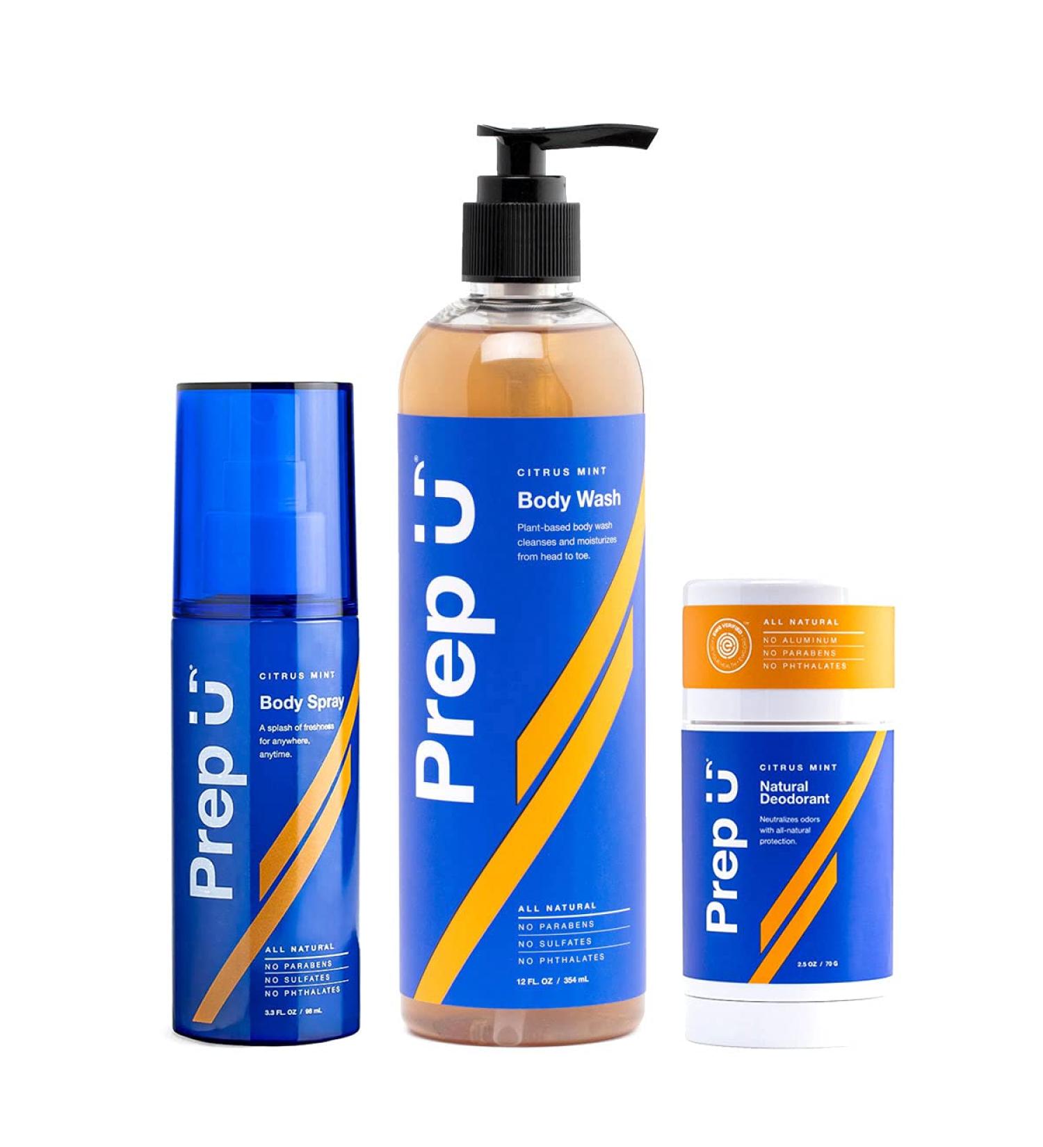 Prep U Basics Bath & Body Hygiene Set for Boys Teens & Men | 2n1 Body Wash Natural Deodorant & Body Spray - Shop Internationally - Buy Online on GoSupps.com