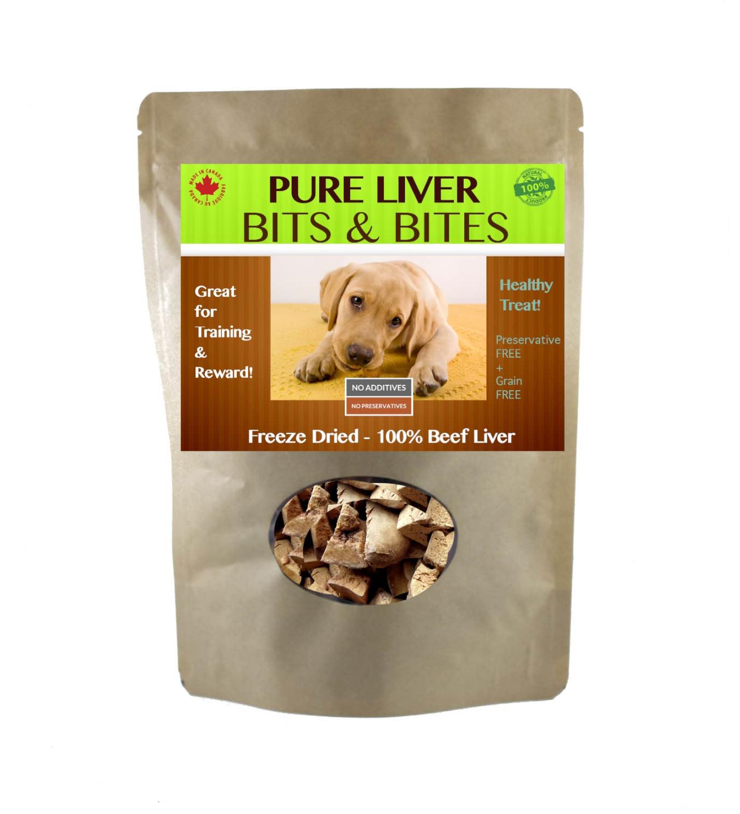 Pure Beef Liver Bits and Bites Dog Treats | Freeze Dried Made in Canada | All Natural Healthy Protein Low Calorie | Small Medium Breeds Including Training - Buy Online on GoSupps.com
