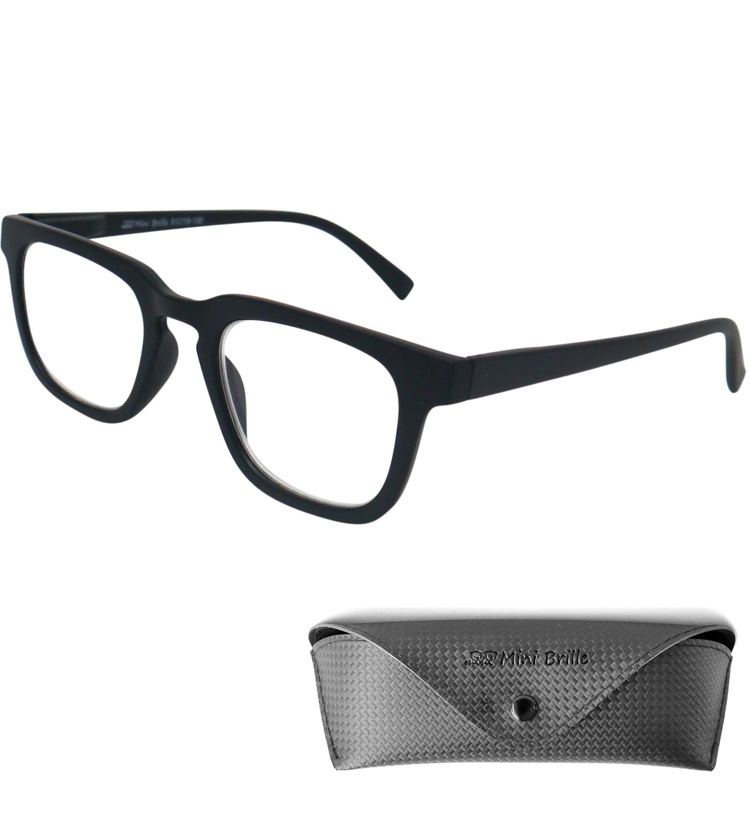 Shop Mini Anti Blue Light Glasses - Rectangular Thick Frame Free Case 1.5 Diopters for Men & Women - Durable Black Plastic - Buy Online on GoSupps.com