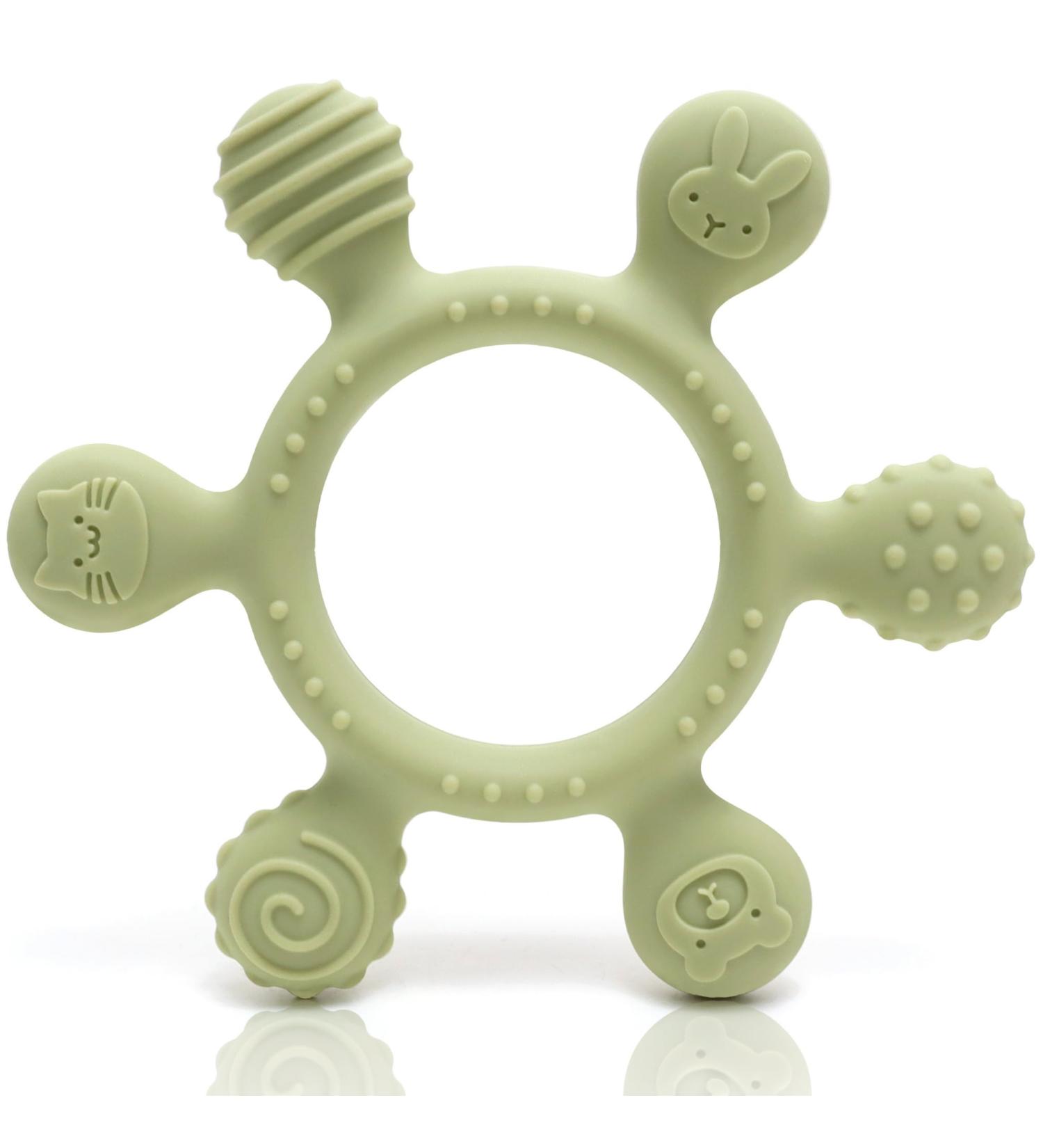 Caja Bei ring Baby | BPA-Free Silicone Teething Toy | Animal Motif Bite Ring for Dental Relief | Perfect Baby Grip & Chew Toy - Buy Online on GoSupps.com
