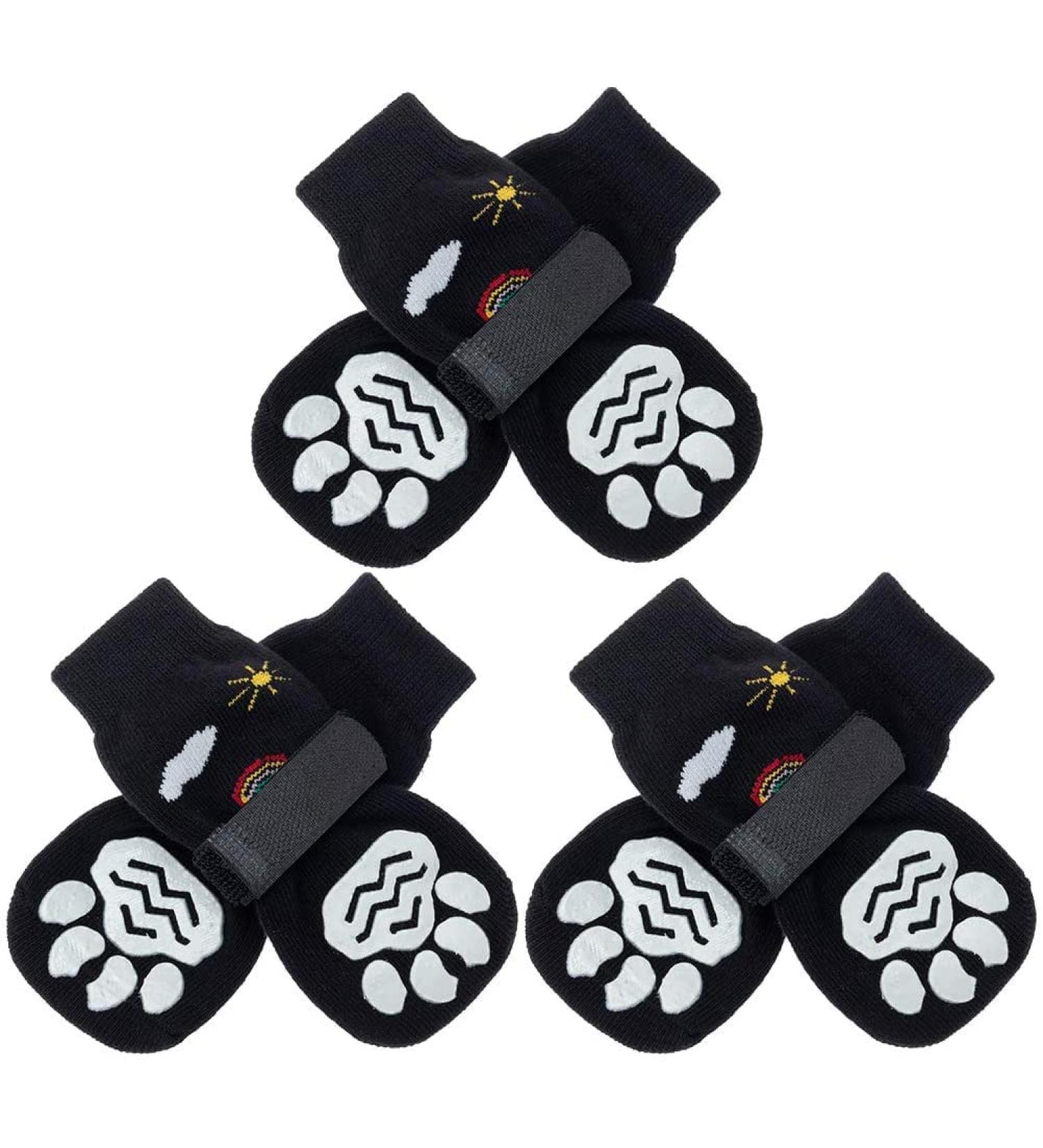 PUPTECK Double-Sided Anti-Slip Dog Socks 3 Pairs - Medium - Pack of 6 - Black(Rainbow) - Buy Online on GoSupps.com