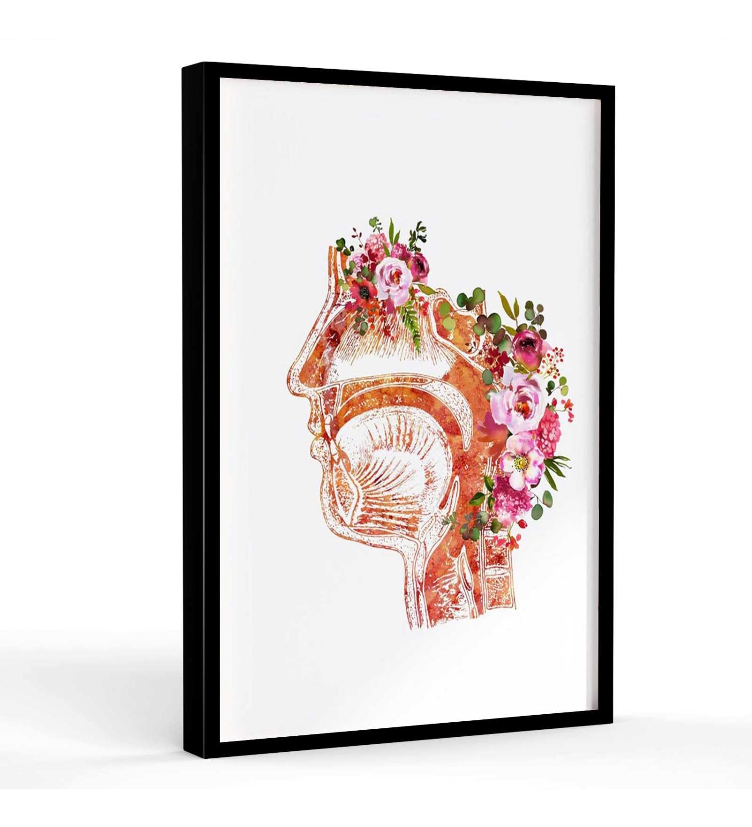 Inspirational Respiratory System Watercolor Wall Art for Medical Office - Modern Canvas Home Decor - 16x24 Inch Framed Black - Buy Online on GoSupps.com