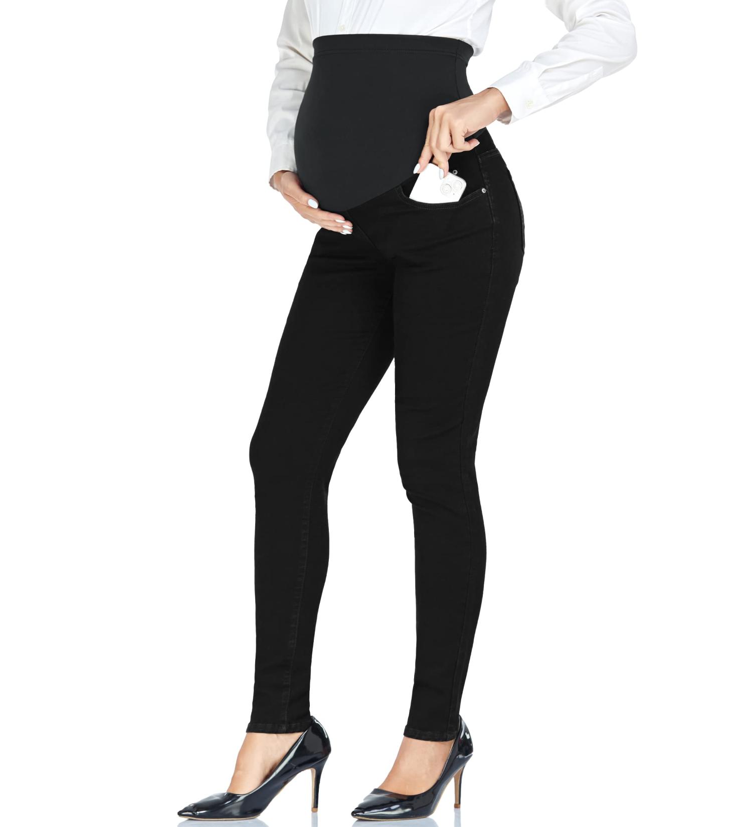 PACBREEZE Women's Maternity Jeans: Slim Stretch High Waist Denim Skinny Pants, Black (Size 03) - Buy Online on GoSupps.com