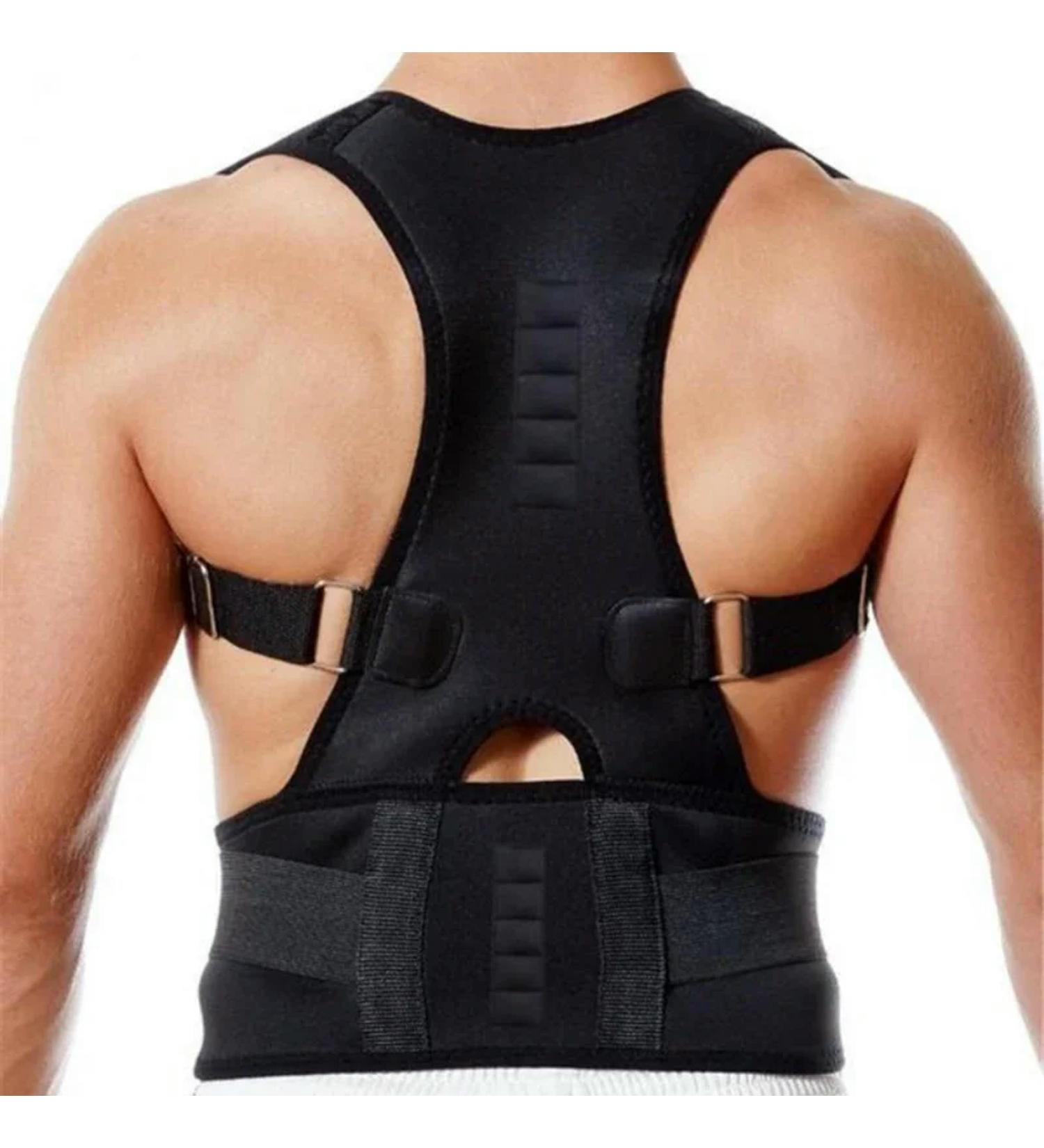 Adjustable Back Posture Male Female Magnetic Support Nylon Elastic Brace Belt Home Office Sport Neck Brace black L - Buy Online on GoSupps.com