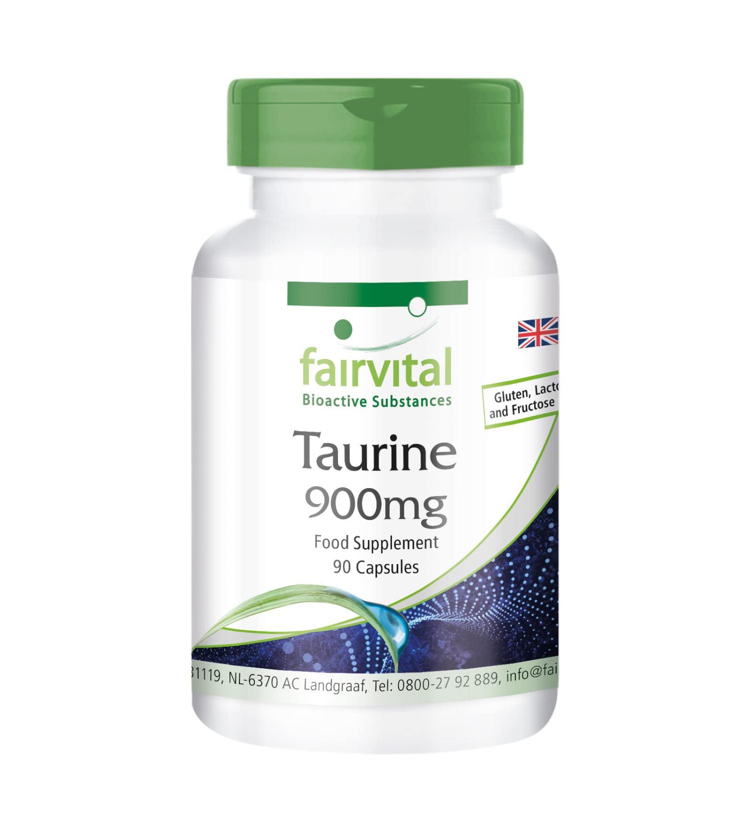 Fairvital Taurine 900mg Vegan Capsules - High Dosage - 90 Count - Buy Online on GoSupps.com