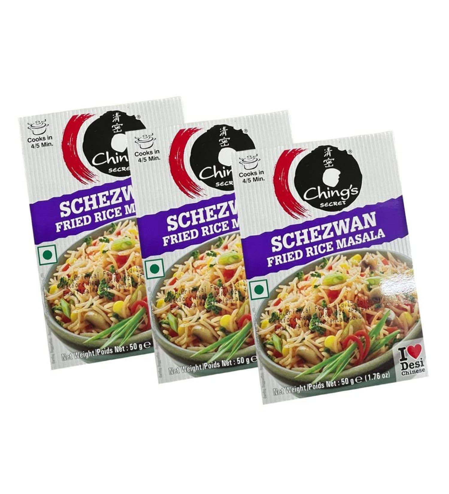 CHING'S Chings Secret Schezwan Fried Rice Masala 20g Sachet 5 Sachet Net Weight 100g