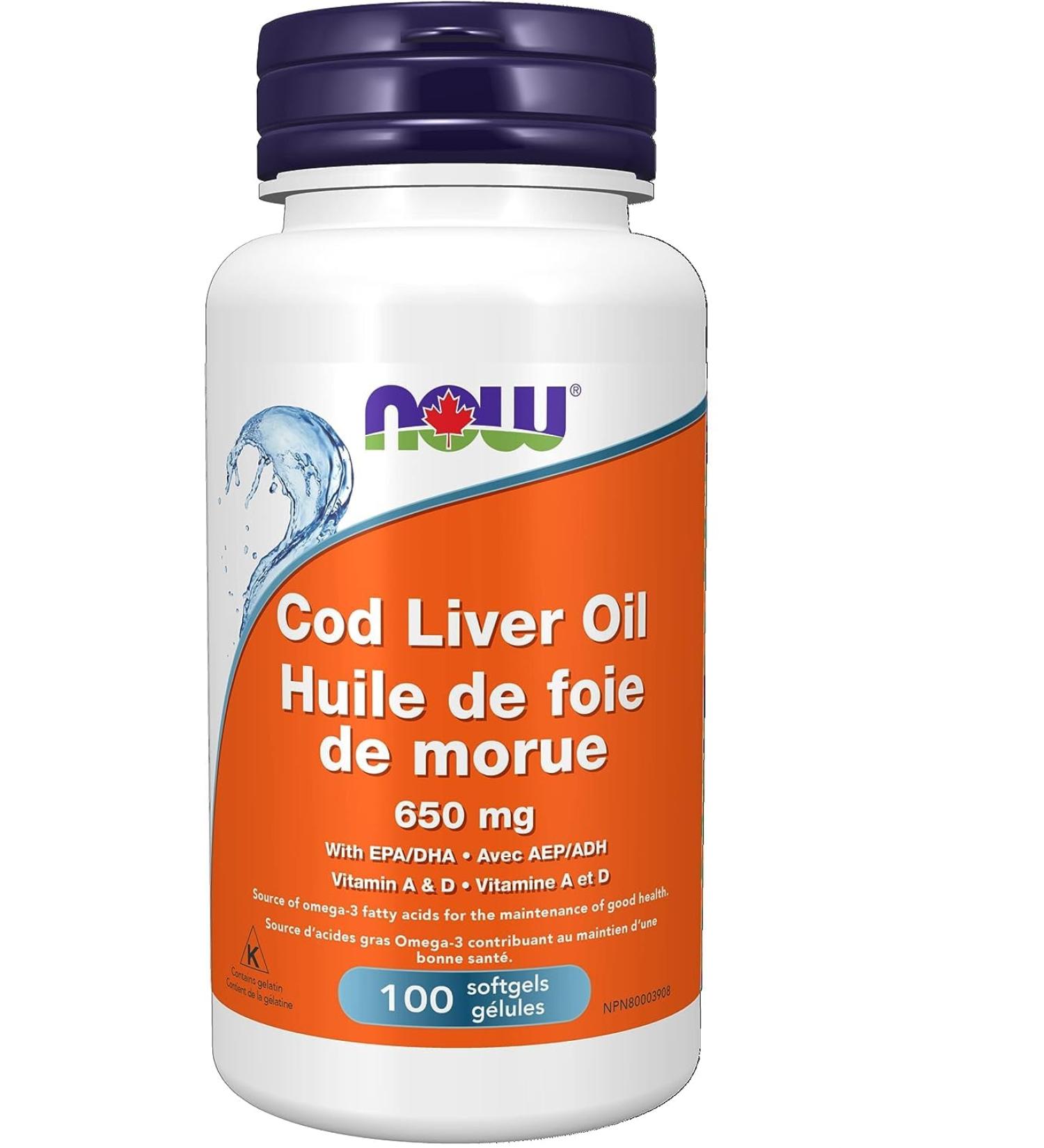 Now Foods Cod Liver Oil Double Strength Vit A&D 100gel - Buy Online on GoSupps.com