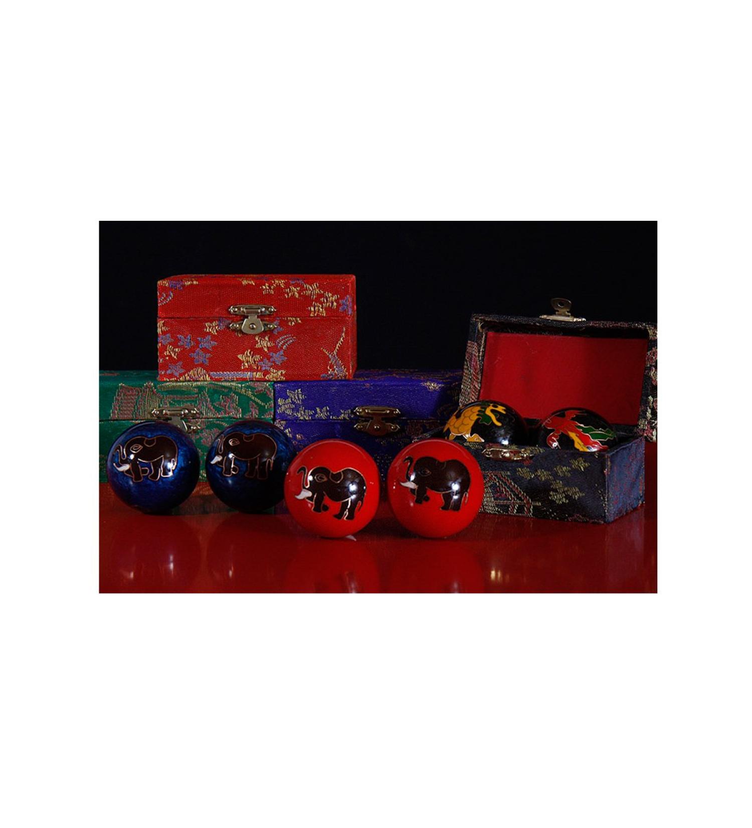 pair of Qi Gong balls - sound balls - Hebei various motifs in an attractive gift box Quibong