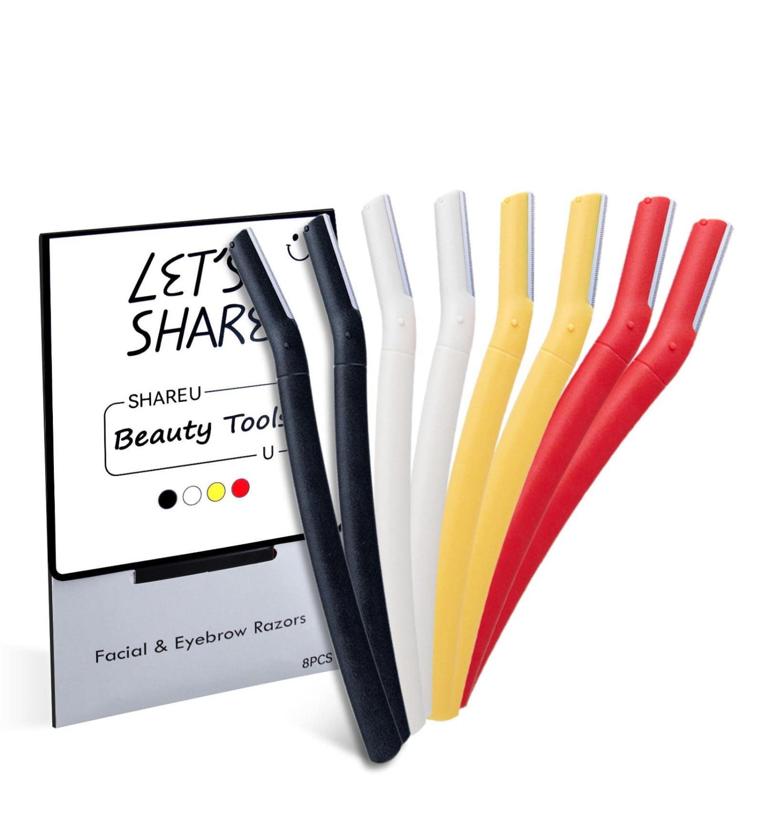 Teksome Facial Razor for Women - 8 Ergonomic Eyebrow Razors with Protective Cover | Eyebrow Formers & Dermaplaning Tool for Men & Women - International Shipping Available - Buy Online on GoSupps.com