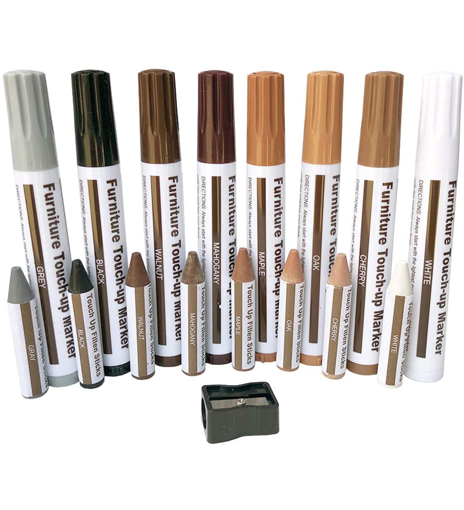 Furniture Repair Kit Wood Markers - Set of 17 - Markers and Wax Sticks - for Stains  Scratches  Floors  Tables  Desks  Carpenters  Bedposts  Touch-Ups  Cover-Ups  Molding Repair - Buy Online on GoSupps.com