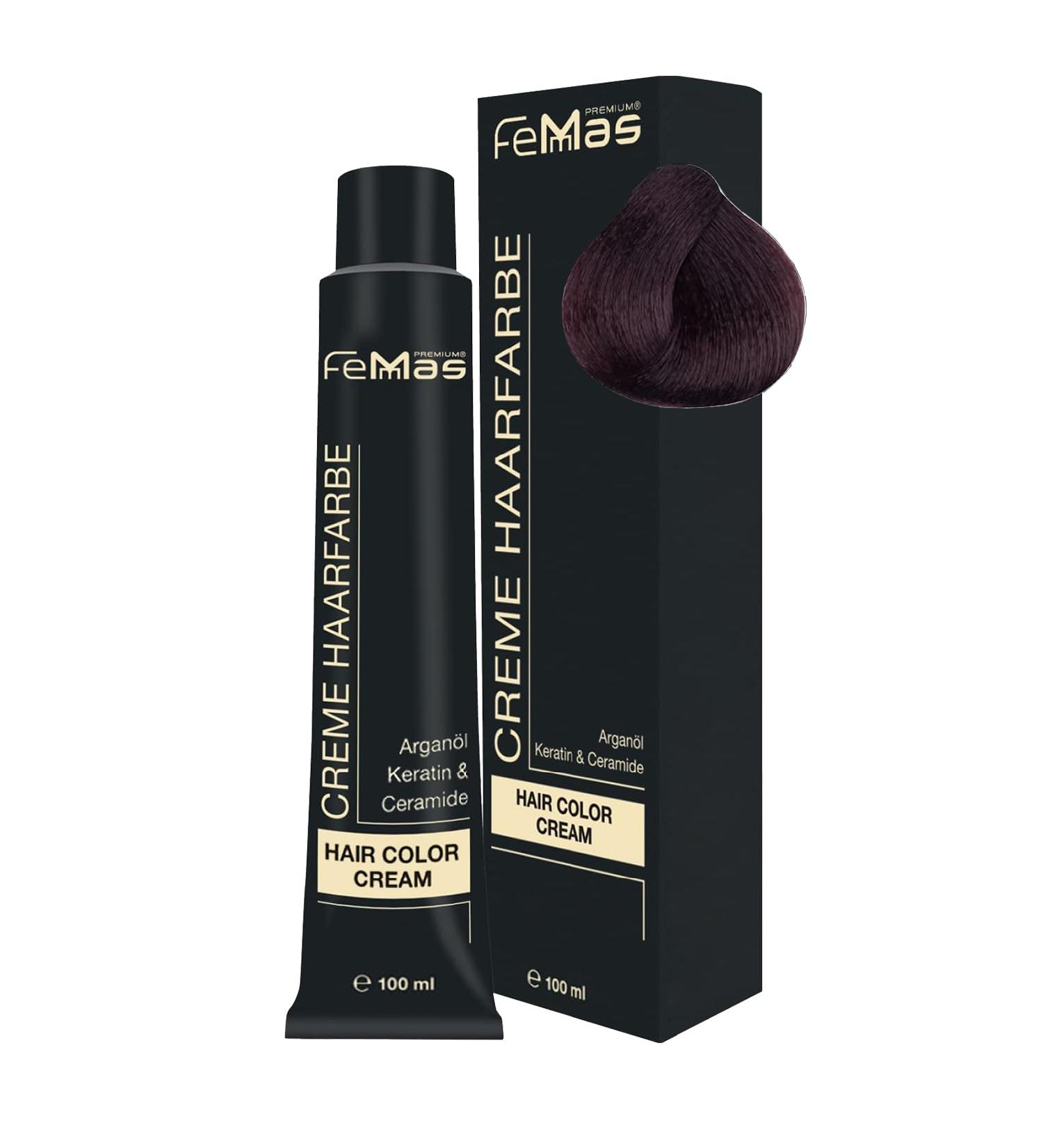 Femmas Professional Hair Color 5.5 - Light Brown Mahogany Cream with Argan Oil & Keratin | Long-Lasting & Radiant Color | 100ml Pack - Buy Online on GoSupps.com