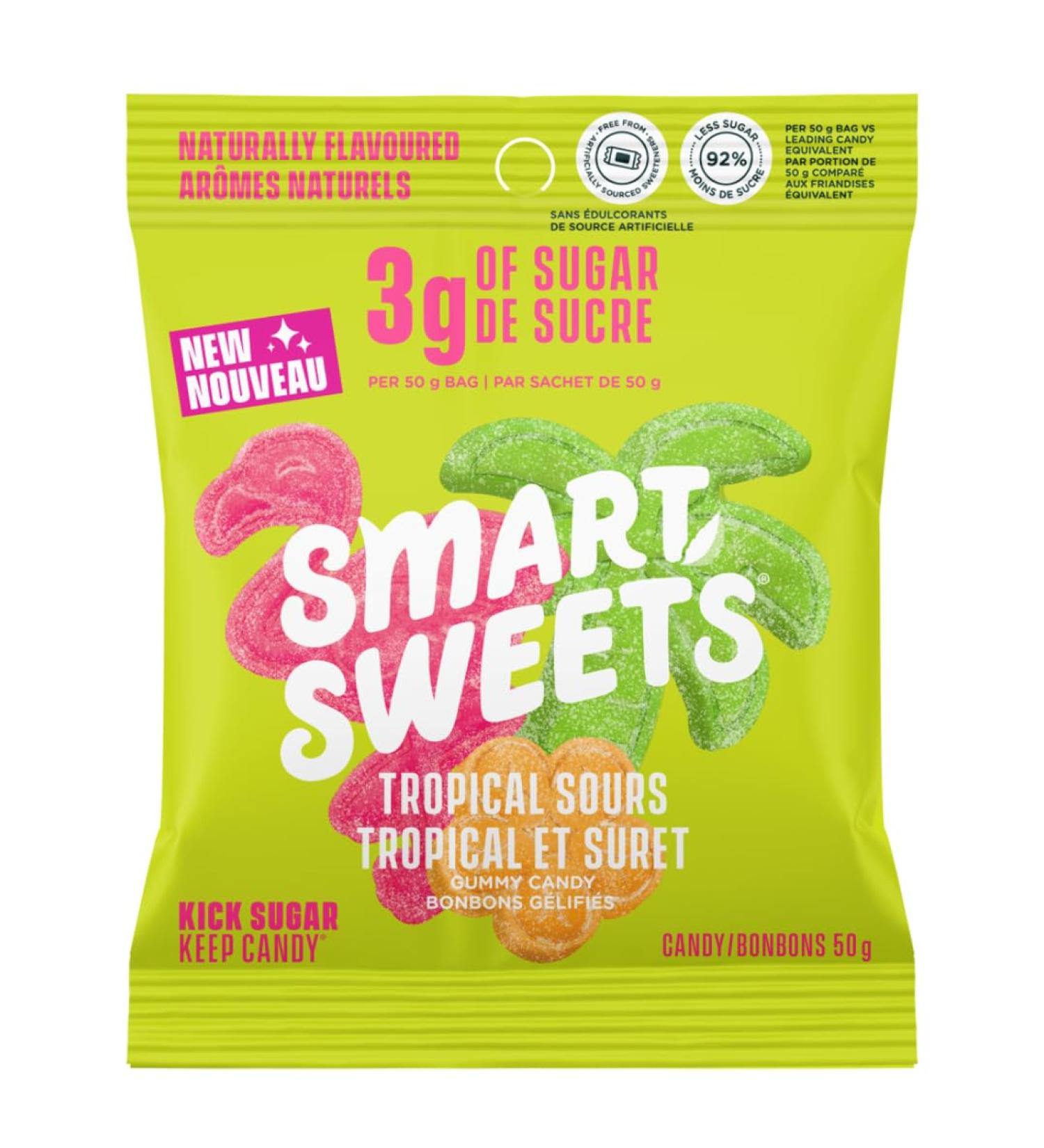 SmartSweets Tropical Sours 50g (Pack of 14) Candy with Low Sugar Low Calorie No Artificial Sweeteners Vegan Plant-Based Gluten-Free Healthy Snack for Kids & Adults - Buy Online on GoSupps.com