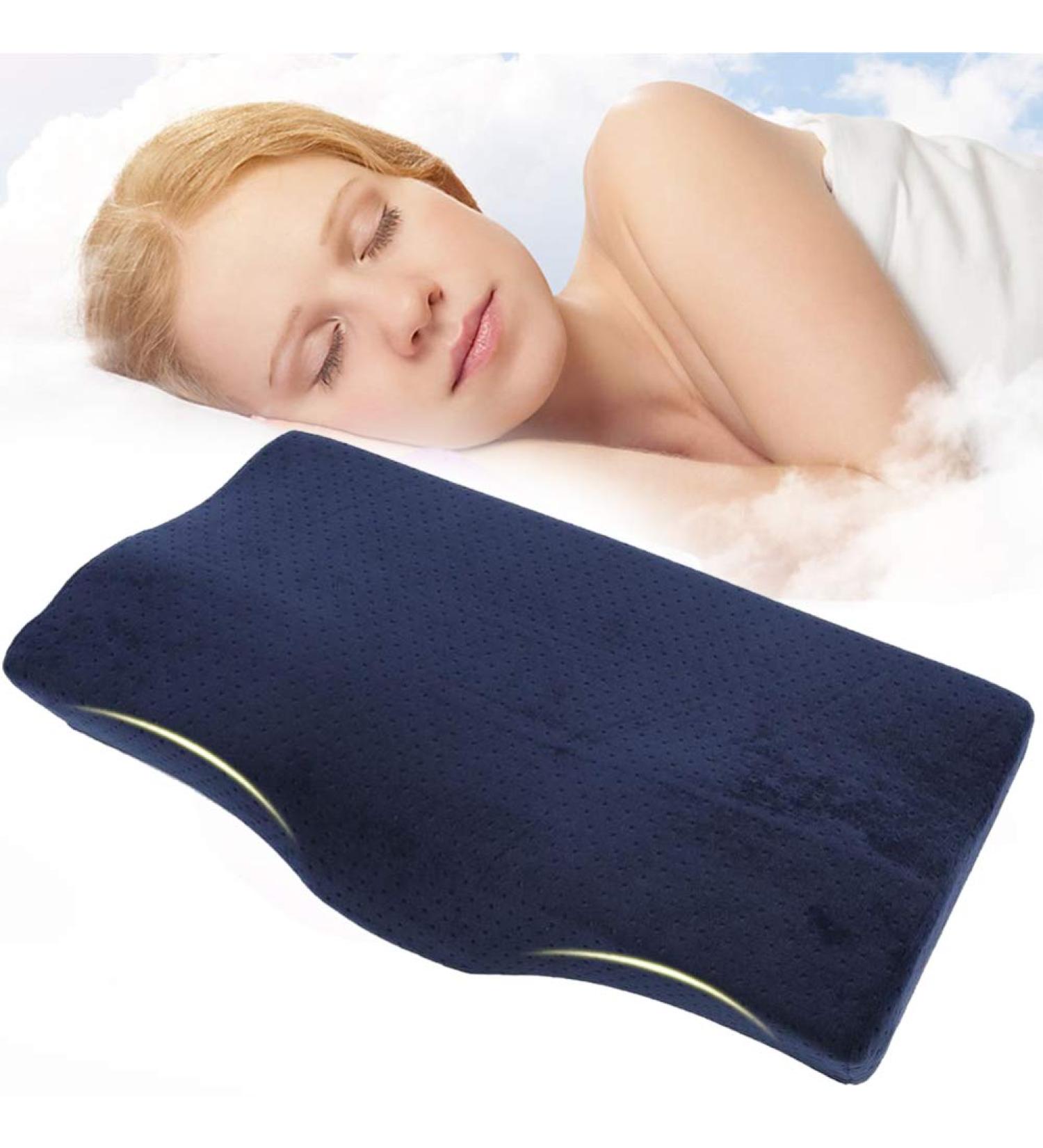 Memory Travel Cushions - Ergonomic Cotton Neck Support Pillows for Pain Relief | Dark Blue Eyelash Extension Headrest - Buy Online on GoSupps.com