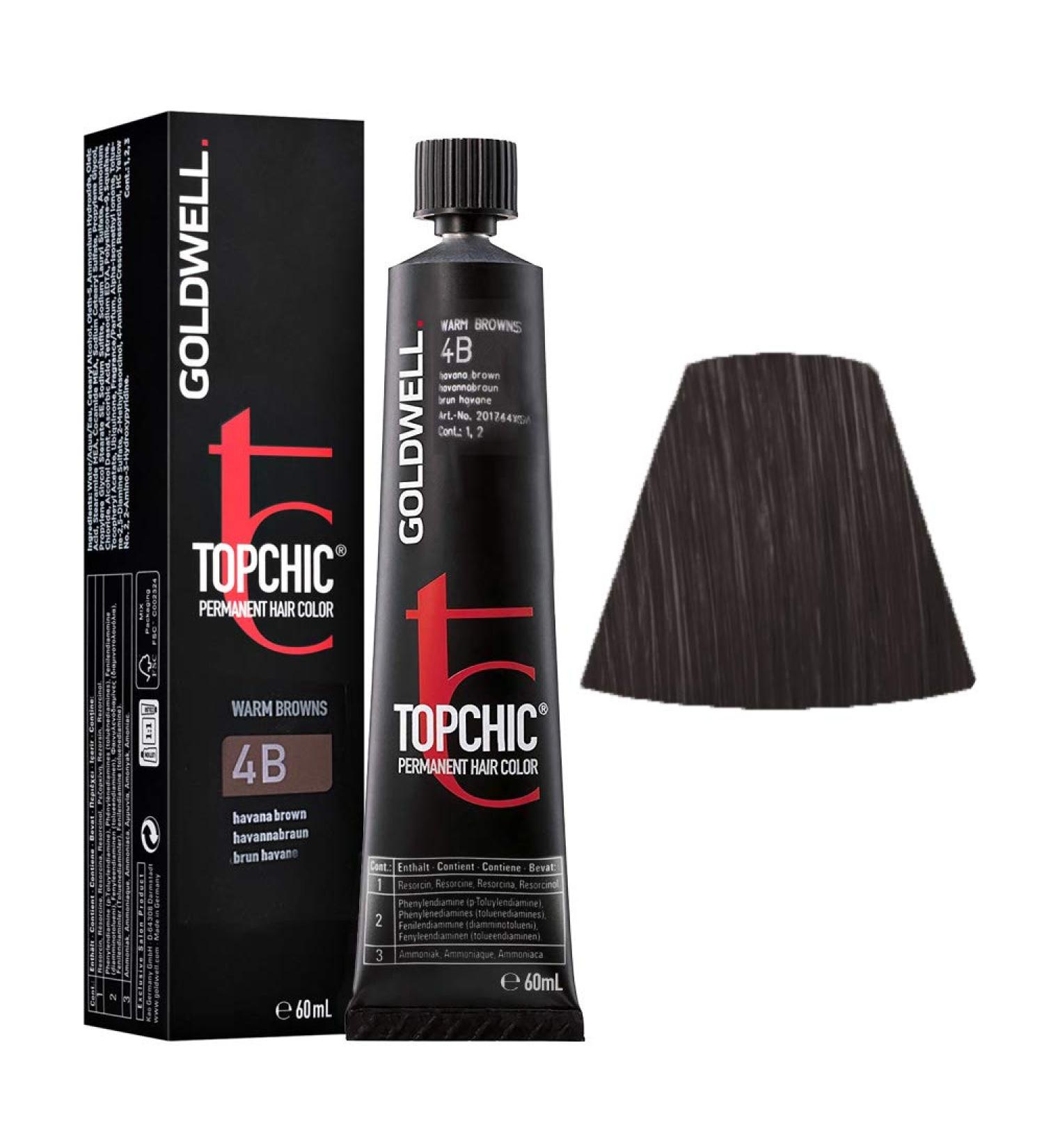 Goldwell Topchic hair color 4B havana brown The new Topchic experience true color expertise 60 ml 4B havana brown 1 g (1 pack)
