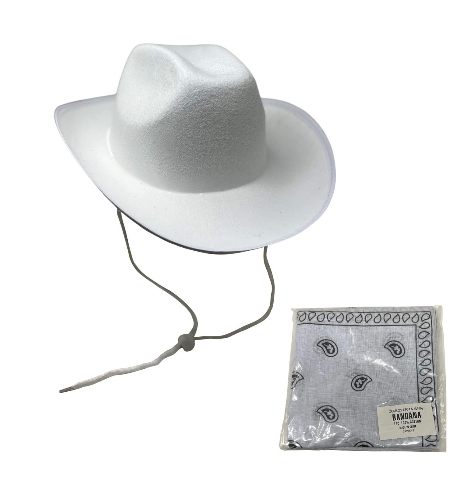 Cosmic Chameleon White Western Cowboy Hat with Bandana - Stylish and versatile accessory - Buy Online on GoSupps.com