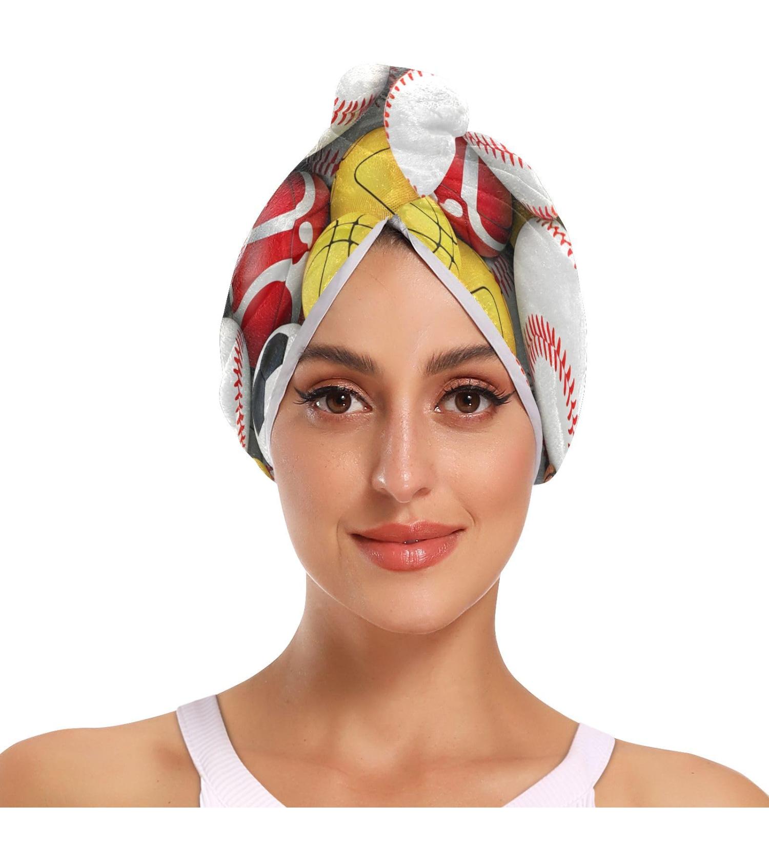 Buy Sports Balls Hair Towel 2 Pack | Super Absorbent Quick Dry Hair Turbans for Women & Girls - Fast International Shipping - Buy Online on GoSupps.com