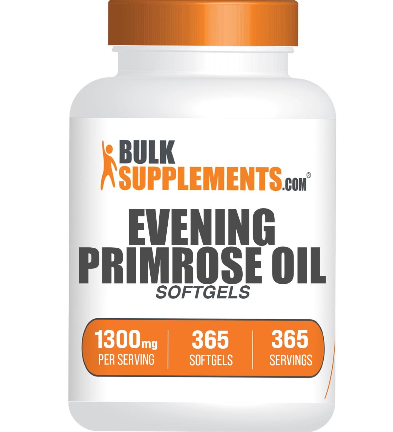 BulkSupplements.com Evening Primrose Oil Softgels - GLA Supplements Evening Primrose Oil 1300mg - Gluten Free 1 Softgel per Serving 365 Count (Pack of 1) - Buy Online on GoSupps.com