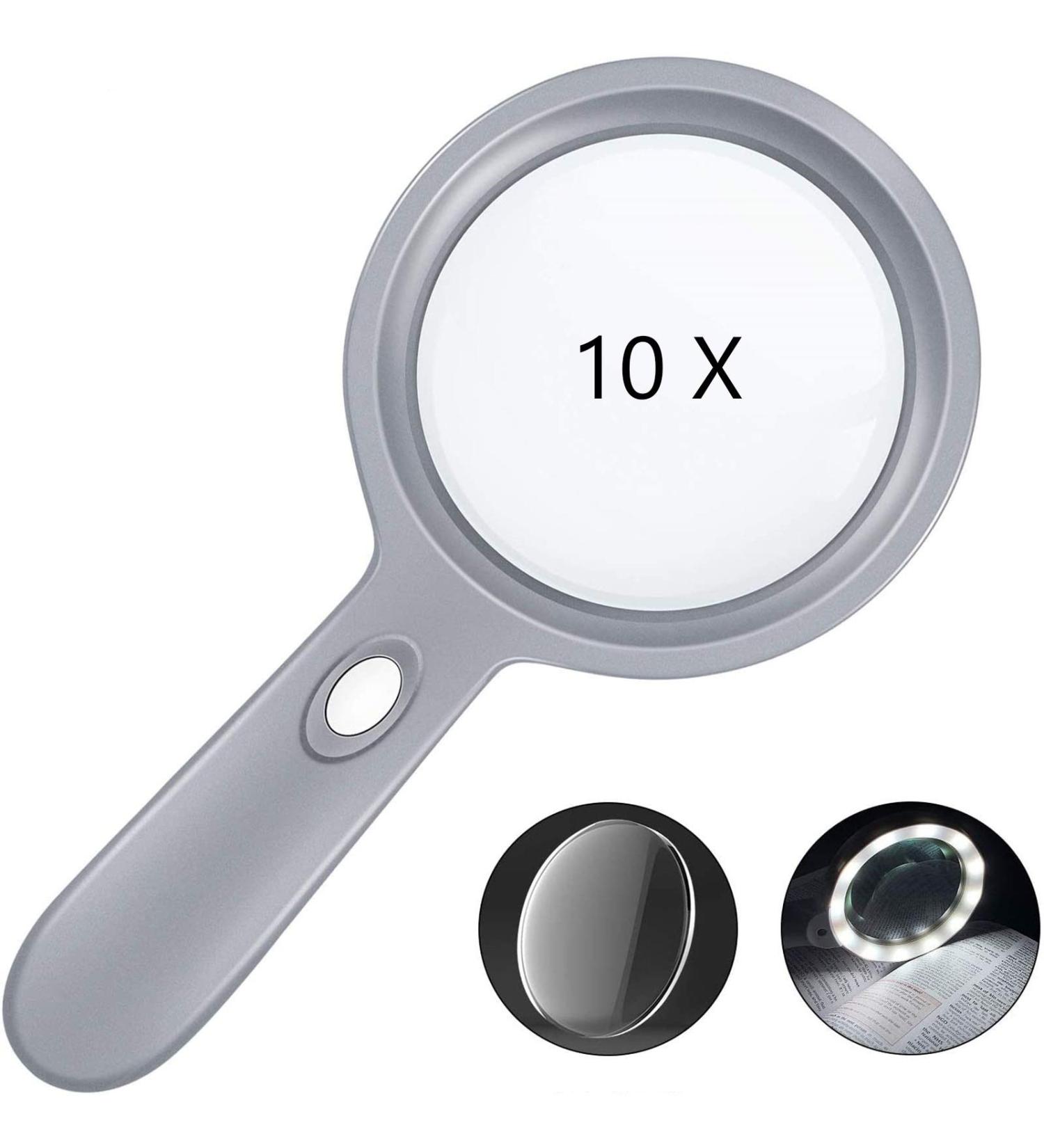 Magnifying Glass with Light-10X Hand held Large Reading Magnifying Glasses with 12 LED Illuminated Light for Seniors Macular Degeneration Inspection Coins Stamps (deepgary) - Buy Online on GoSupps.com